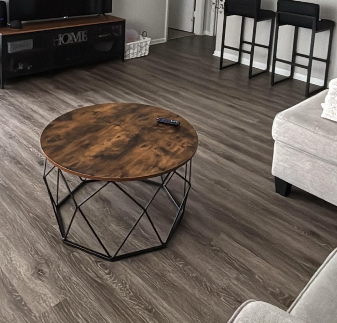 VASAGLE Round Coffee Table, 2-Tier, Faux Marble Top, Glass Storage Shelf | Small Modern Center Table for Living Room, 25.6 x 25.6 x 18.1 Inches, Marble White and Pale Gold, BARIS Collection customer photo 2