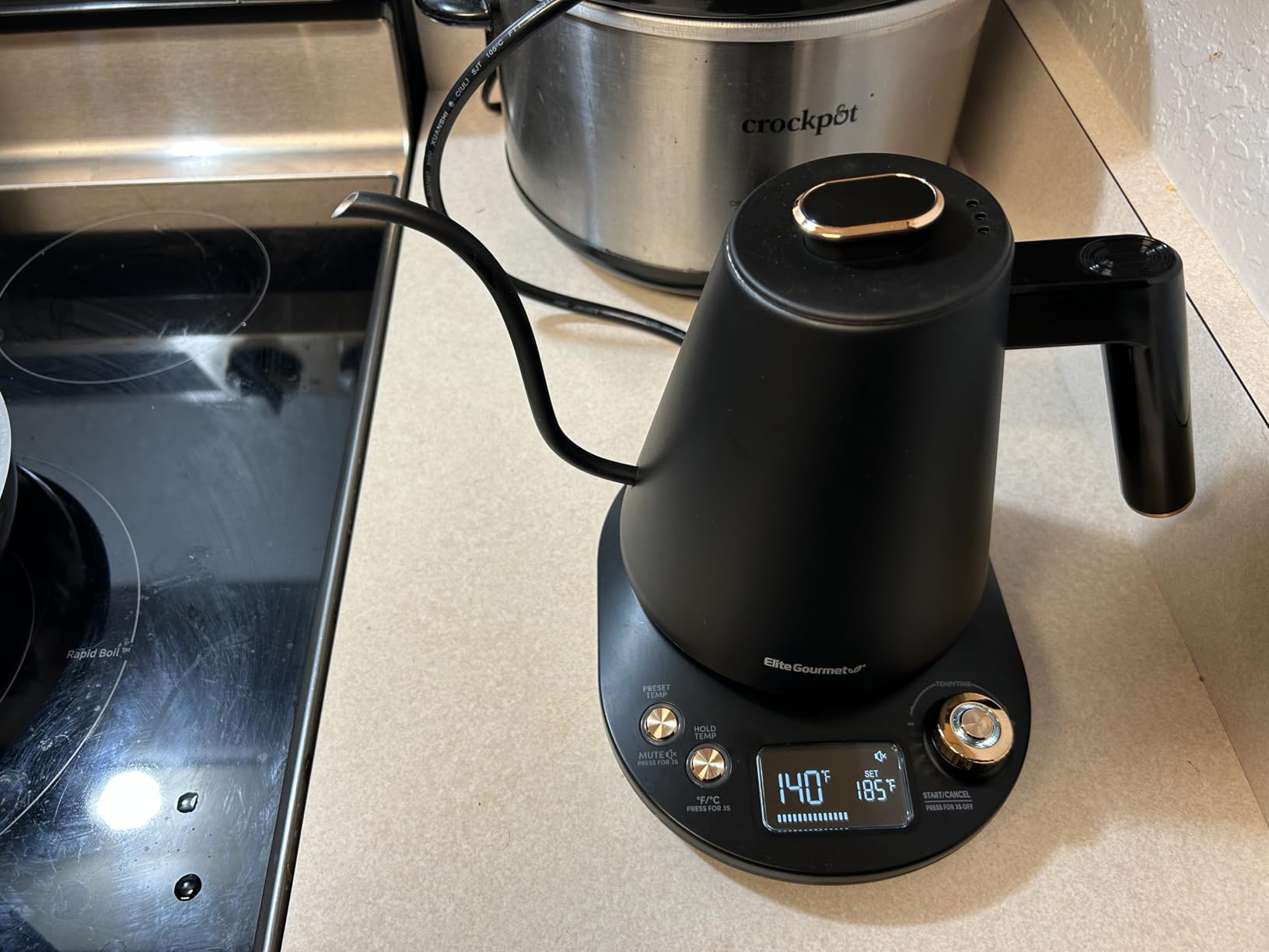 Elite Gourmet EKT3001 1L Digital Kettle, 304 Stainless Steel, Matte Black | Programmed Temperatures, Keep Warm Function, Cordless 360° Base, Auto Off & Audible Indicator customer photo 2
