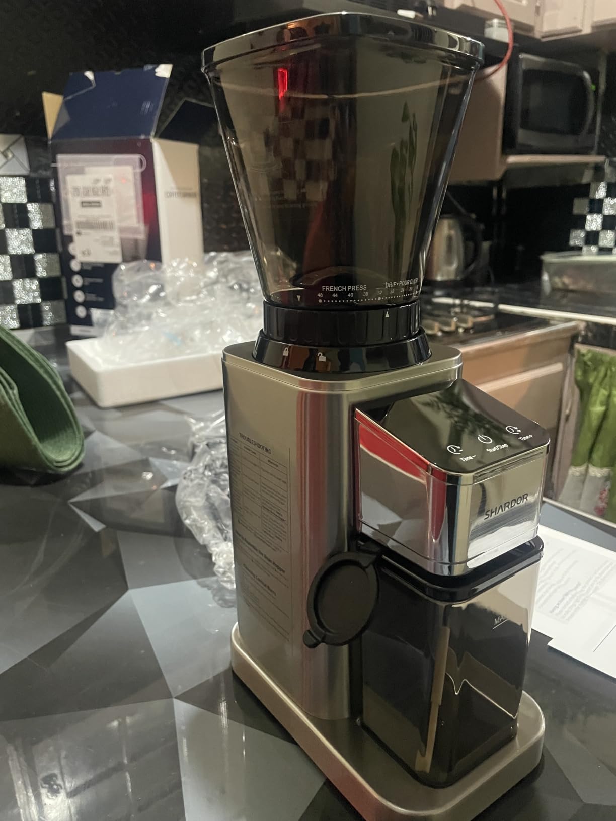 SHARDOR Conical Burr Coffee Bean Grinder, Anti-Static, 48 Settings, Silver customer photo 1