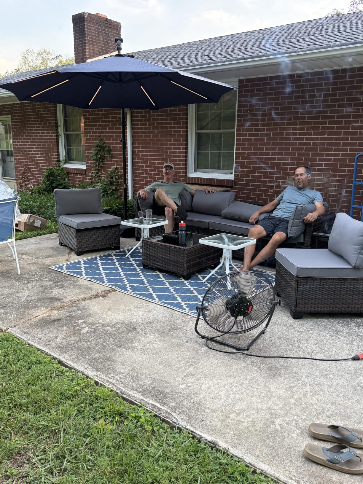 Qsun 7 Pieces Outdoor Patio Furniture Set, PE Rattan Outdoor Wicker Sectional Furniture Sofa Set, with Cushions and Glass Coffee Table, for Balcony, Porch, Garden, Grey customer photo 2