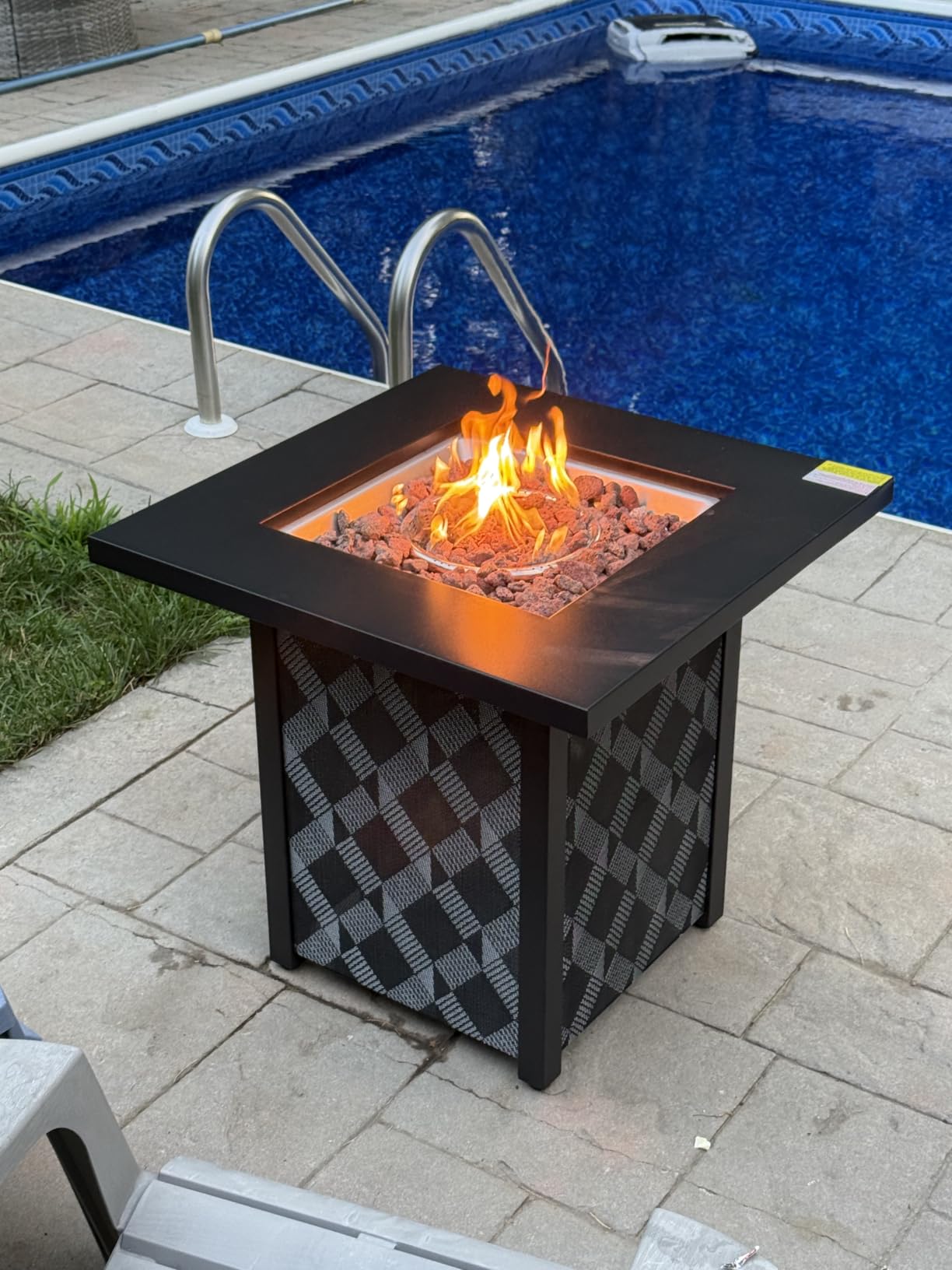 Ciays 42 Inch Gas Fire Pit Table, 60,000 BTU Propane Pits for Outside with Steel Lid and Lava Rock, 2 in 1 Firepit Table for Gatherings, Parties on Patio, Deck, Garden, Backyard, Black customer photo 1