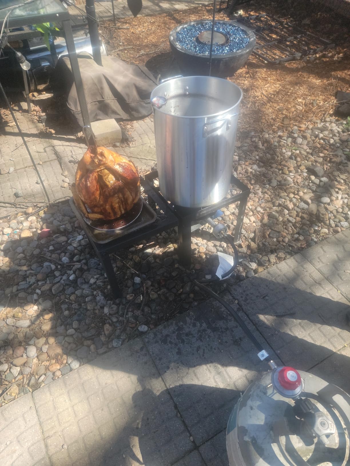 ROVSUN 30QT Turkey Fryer & 10QT Fish Fryer with 55000BTU Propane Burner, Outdoor Deep Fryer & Seafood Crawfish Boiler Steamer Pot with Thermometer, Marinade Injector, Turkey Rack & Rack Lifter customer photo 1