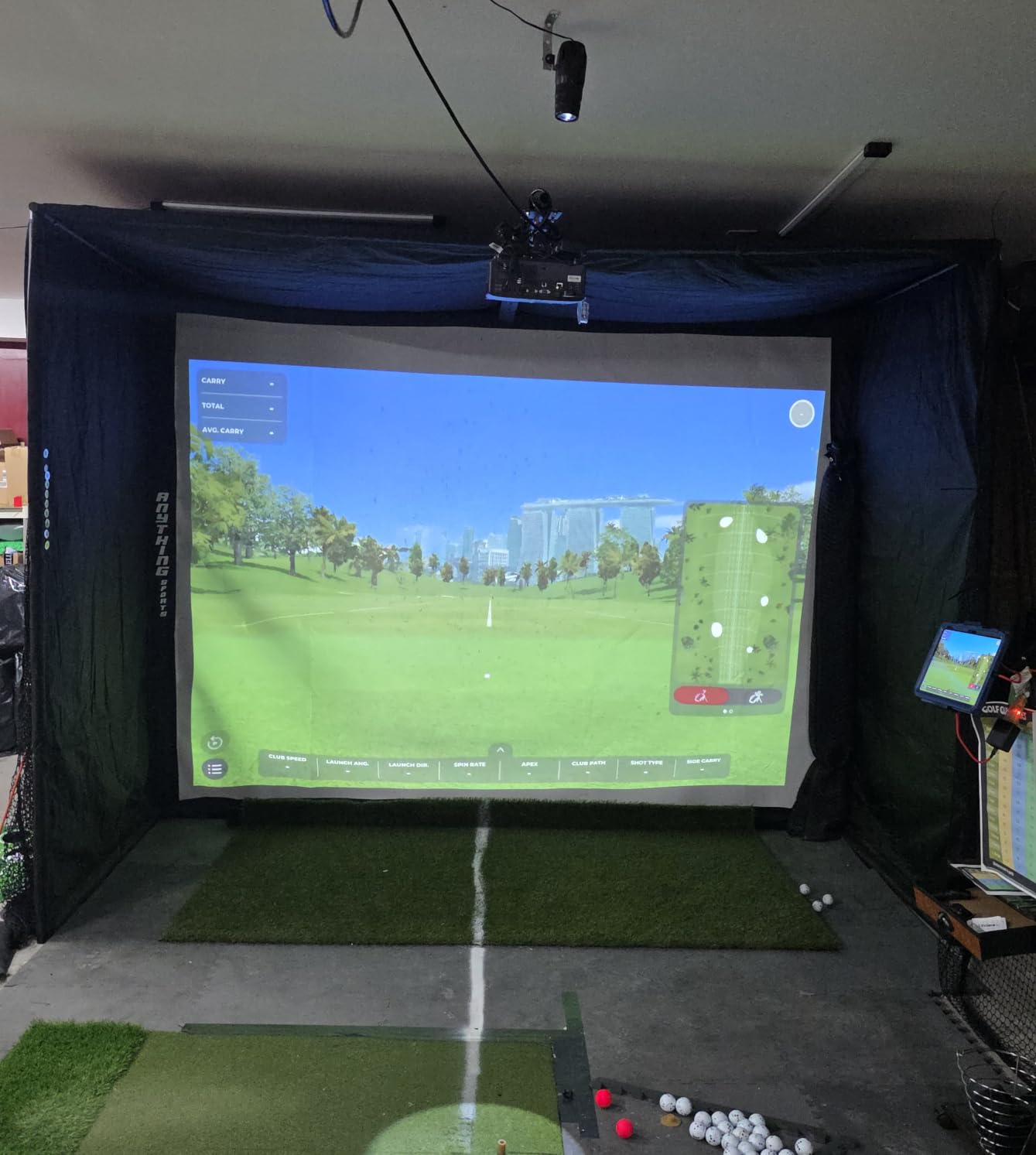 Complete Golf Simulator Enclosure Package - 4K-Ready Impact Screen with Blackout Cage, Projector Mount, Frame Poles, Side Shank Nets customer photo 1