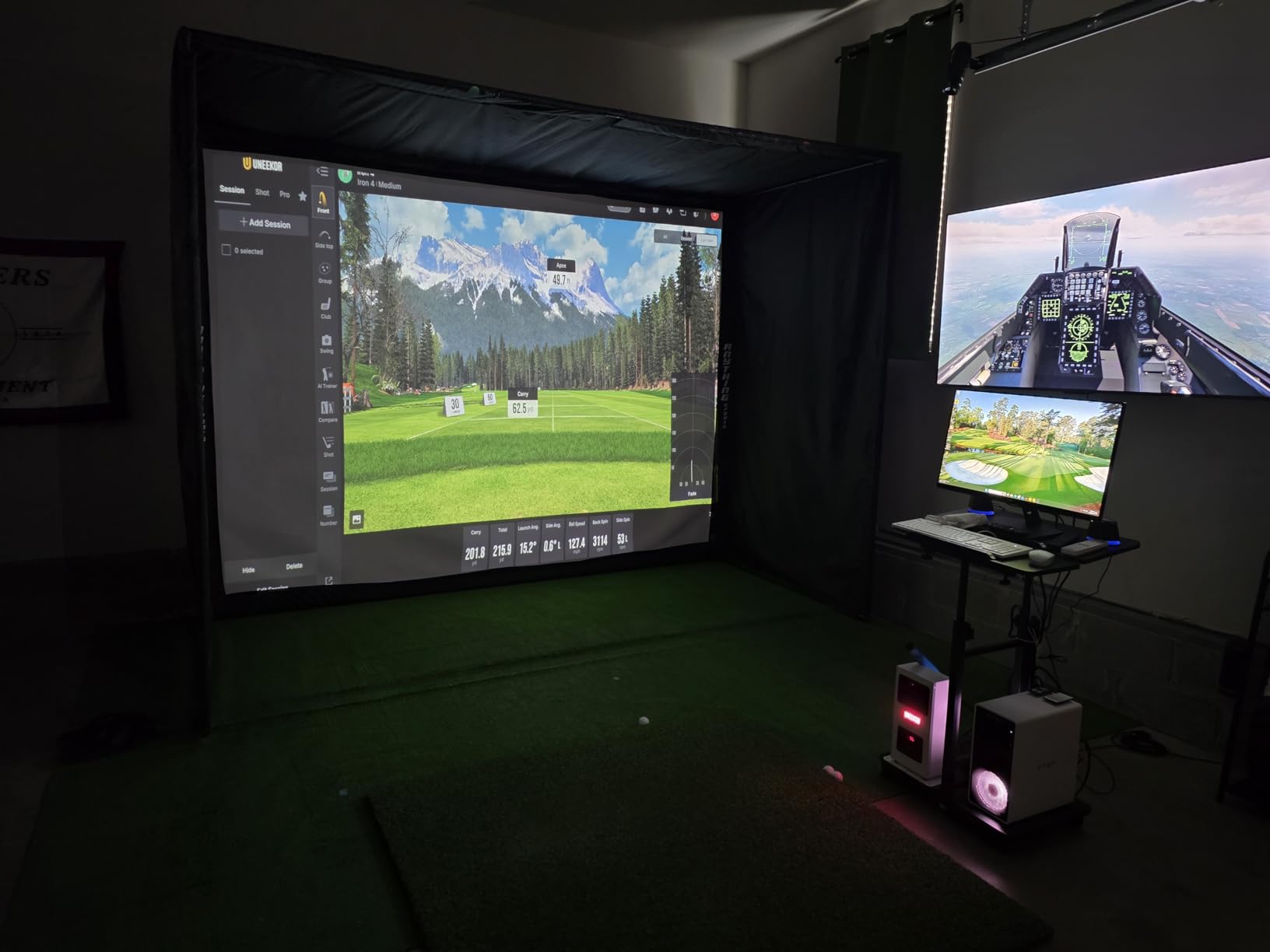 Complete Golf Simulator Enclosure Package - 4K-Ready Impact Screen with Blackout Cage, Projector Mount, Frame Poles, Side Shank Nets customer photo 2