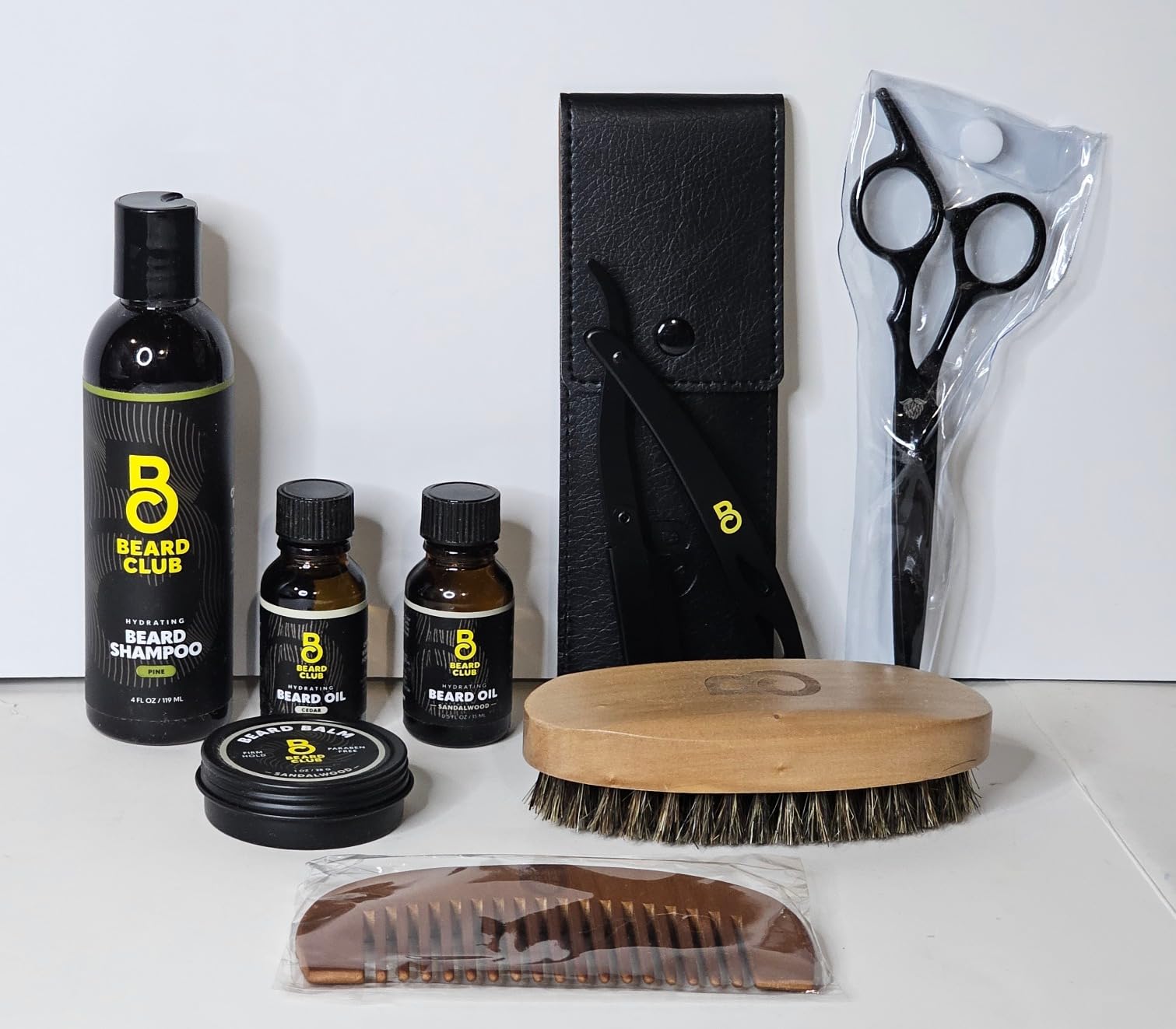 The Beard Club Premium Beard Kit for Men - Grooming & Care Kit - Cedar & Sandalwood Oil, Sandalwood Balm, Shampoo, Brush, Comb, Trimming Scissors, Straight Edge Razor - Gift Set customer photo 1