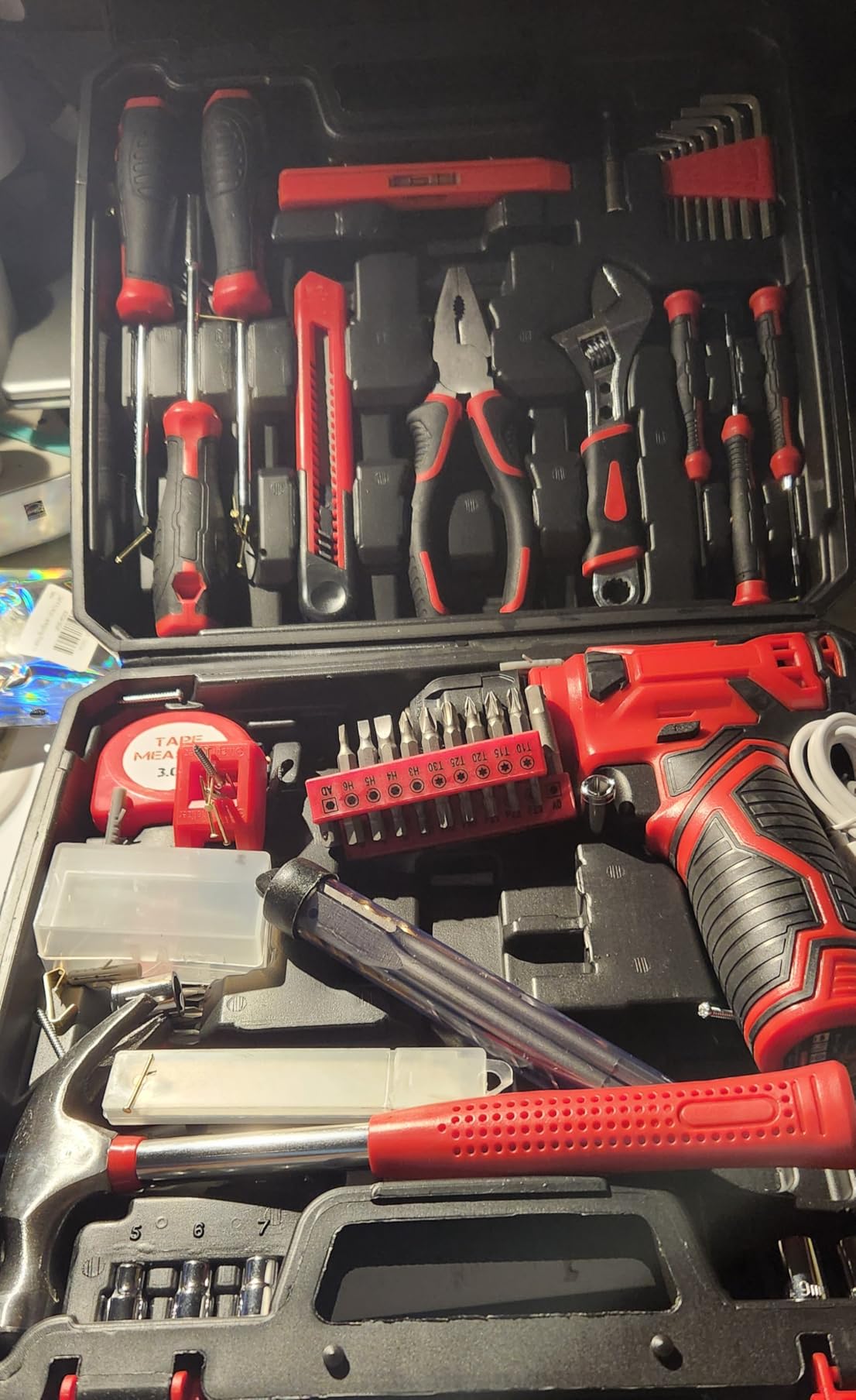8V Cordless Drill Set, 132-Piece Home Tool Set for DIY & Home Improvement | Rechargeable Drill with LED Light & Accessories for Women, Men, Homeowners, Beginners, Furniture Assembly, Repairs customer photo 2