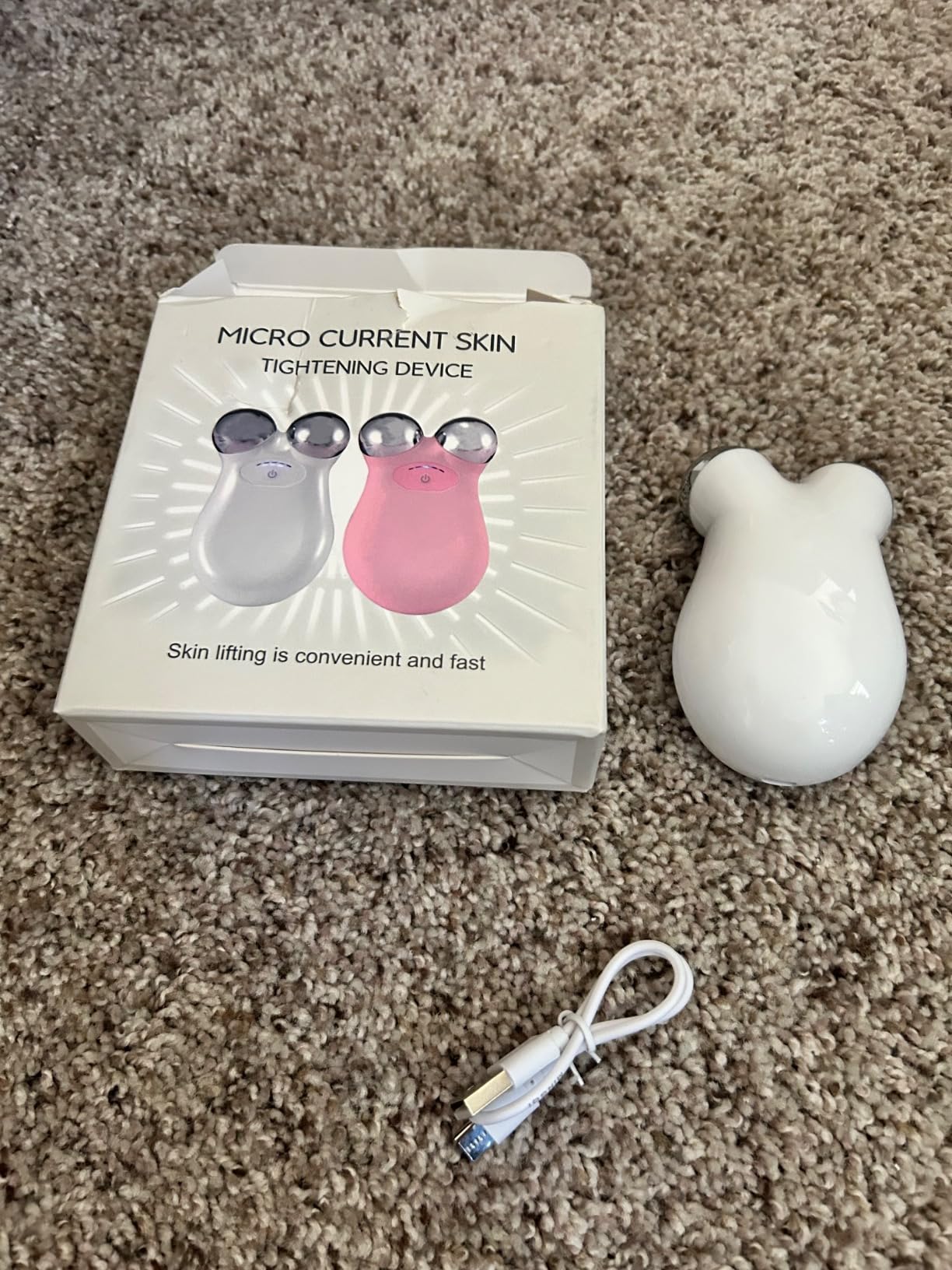 Microcurrent Facial Device,Enhances The Ability to Lift The Face and Tighten The Skin,Facial Wrinkle Equipment,White customer photo 1
