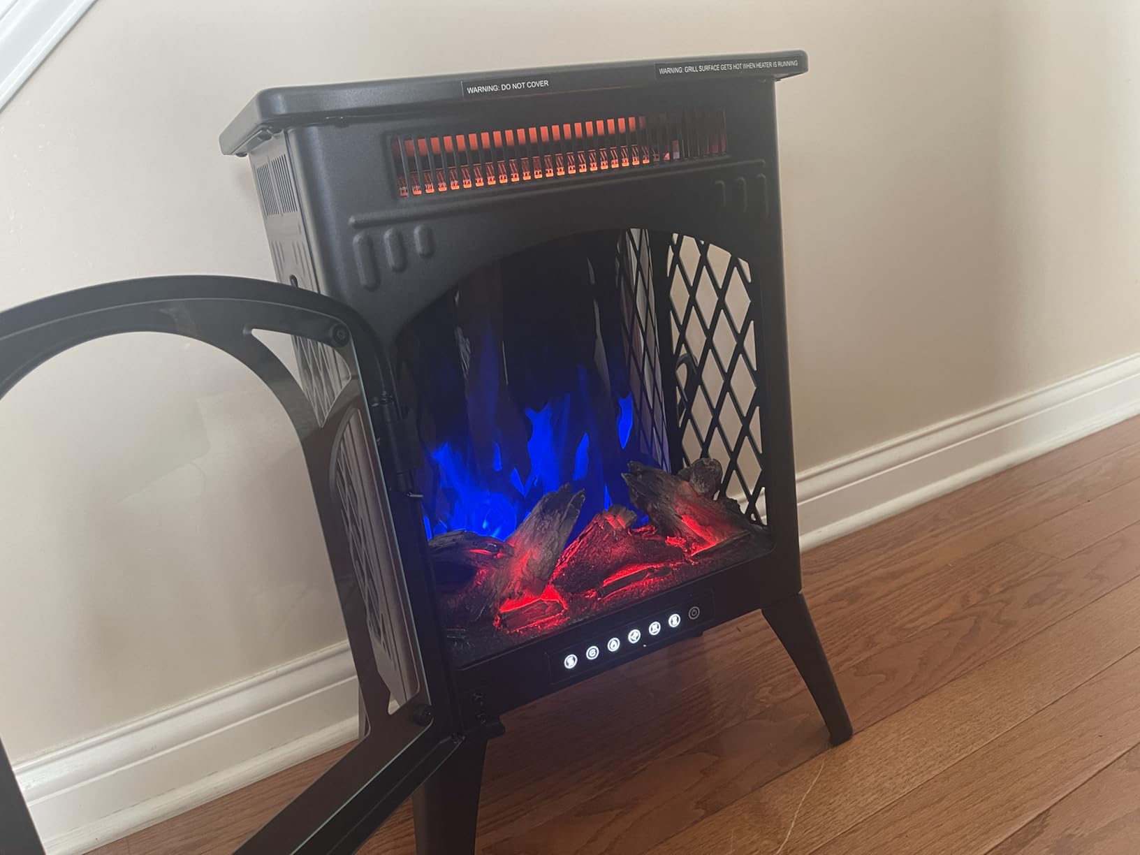 Electric Fireplace Stove, Fast Heating, 1500W X Infrared Fireplace Heater with 8H Timer, Remote Control, Freestanding Stove with Adjustable 3D Flame Overheat Protection, Indoor Fireplace customer photo 2