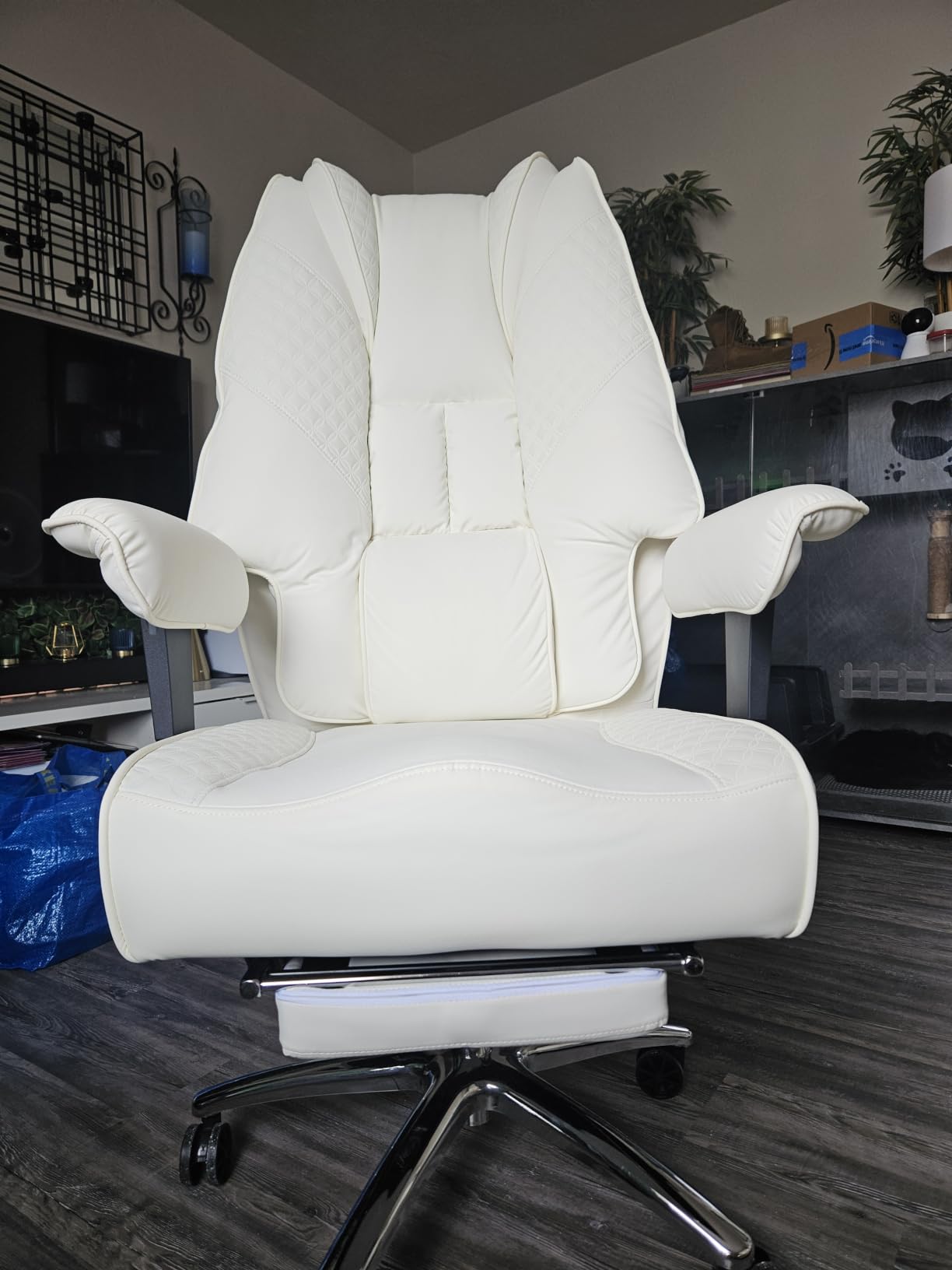 EXCEBET Big and Tall Office Chair with Footrest, PU Leather High Back Executive Office Chair 400lbs, Ergonomic Computer Chairs Lumbar Support for Heavy People (Brown) customer photo 1