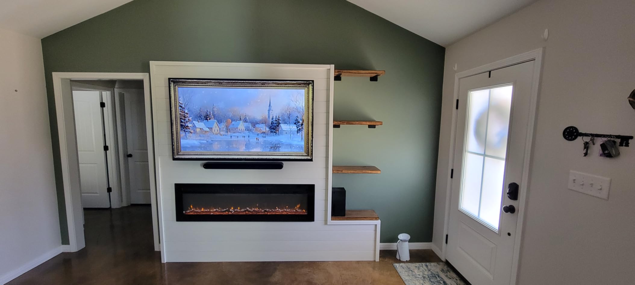 EUHOMY 50 Inch Electric Fireplace Recessed and Wall Mounted | Adjustable Flame Color, Remote Control, Timer, Touch Screen, Log and Crystal, 750W/1500W Fireplace Heater customer photo 1