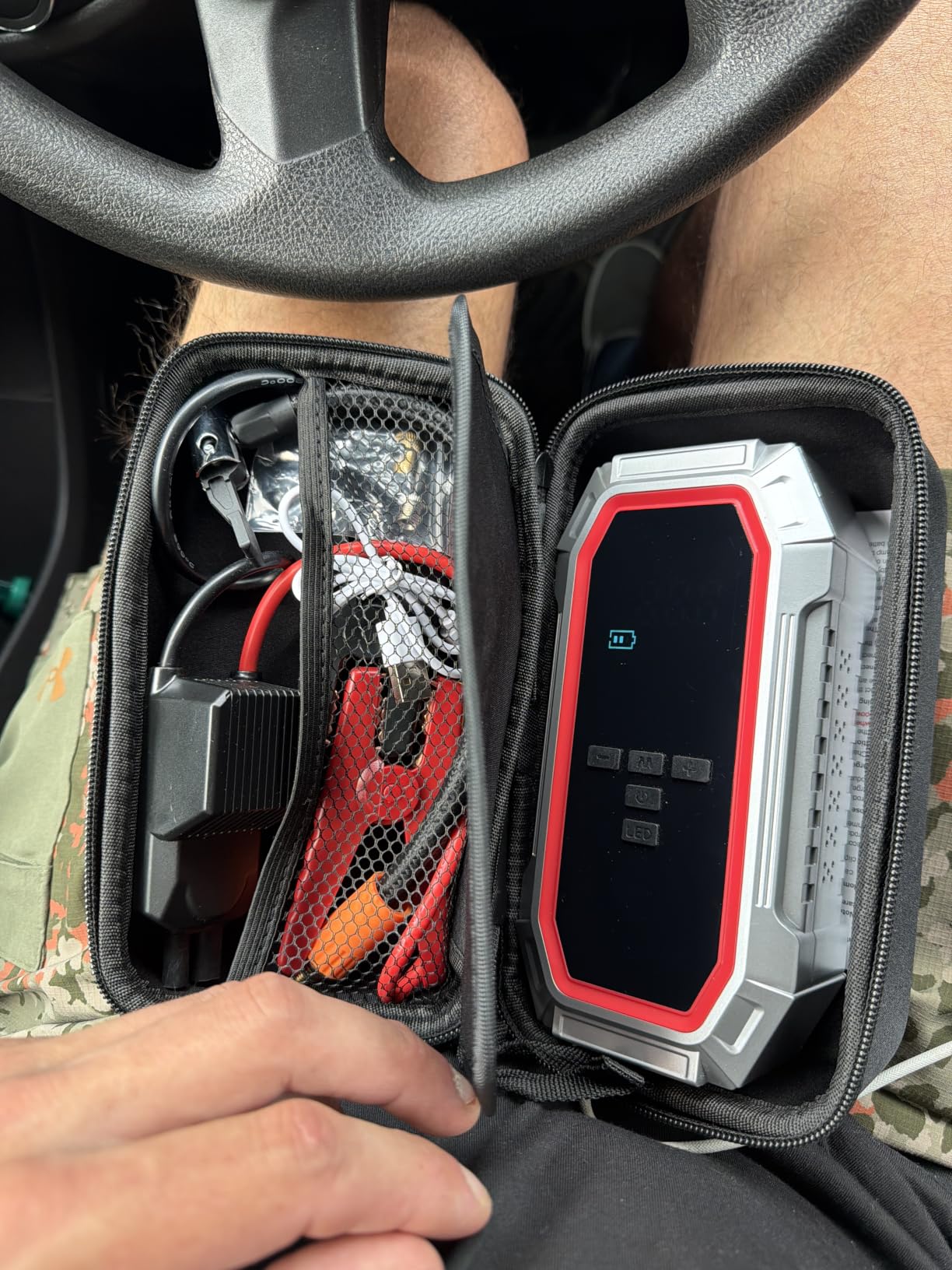 Jump Starter with Air Compressor, 5000A Peak Car Battery Jump Starter(9.0 Gas/8.0L Diesel), 160PSI 12V Jump Box Car Battery Jumper Starter Portable with Smart Jumper Cables, LED Lights, LCD Display customer photo 2