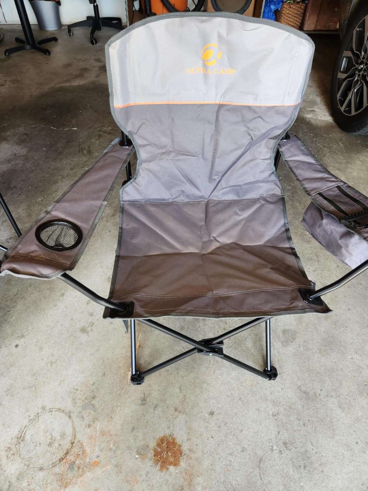 ALPHA CAMP 2-Pack Folding Camping Chair with Cooler Bag & Lumbar Support | Durable steel frame & Oxford fabric. Features 4-can cooler, 350lbs Capacity side pocket,Carry Bag,Cup Holder,Pocket,for Sand customer photo 1