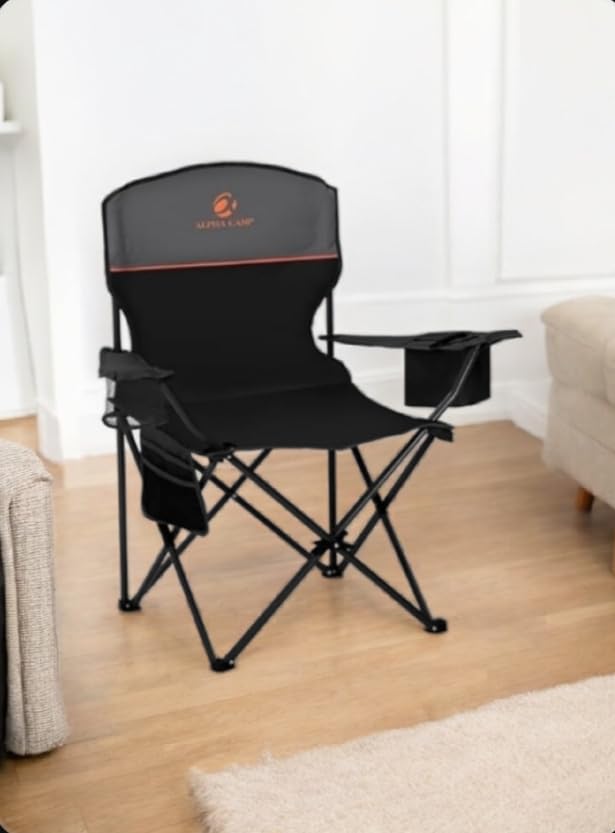 ALPHA CAMP 2-Pack Folding Camping Chair with Cooler Bag & Lumbar Support | Durable steel frame & Oxford fabric. Features 4-can cooler, 350lbs Capacity side pocket,Carry Bag,Cup Holder,Pocket,for Sand customer photo 2