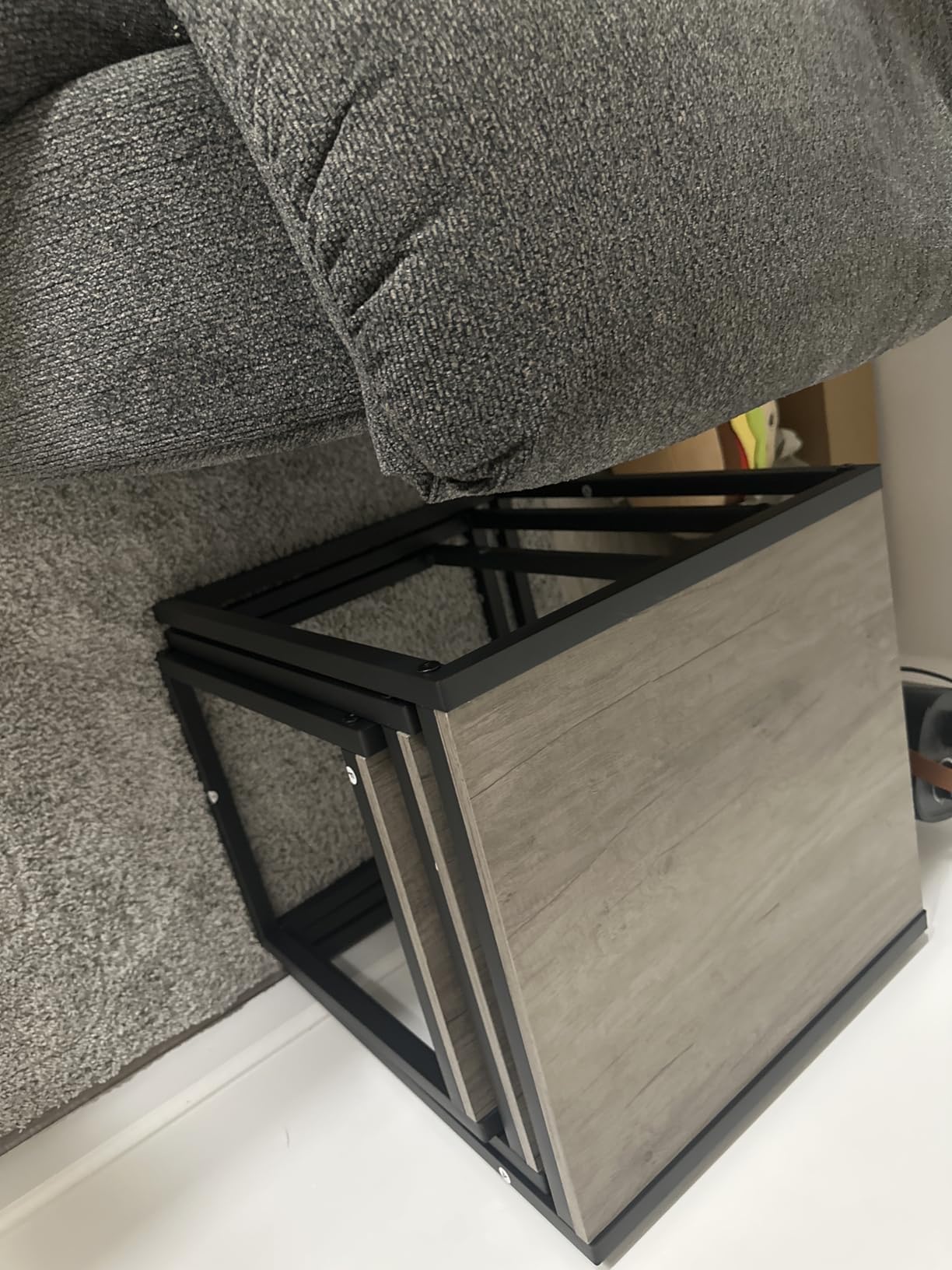 Nesting Coffee Table Set of 3, Stacking Metal Side Tables, Black customer photo 2