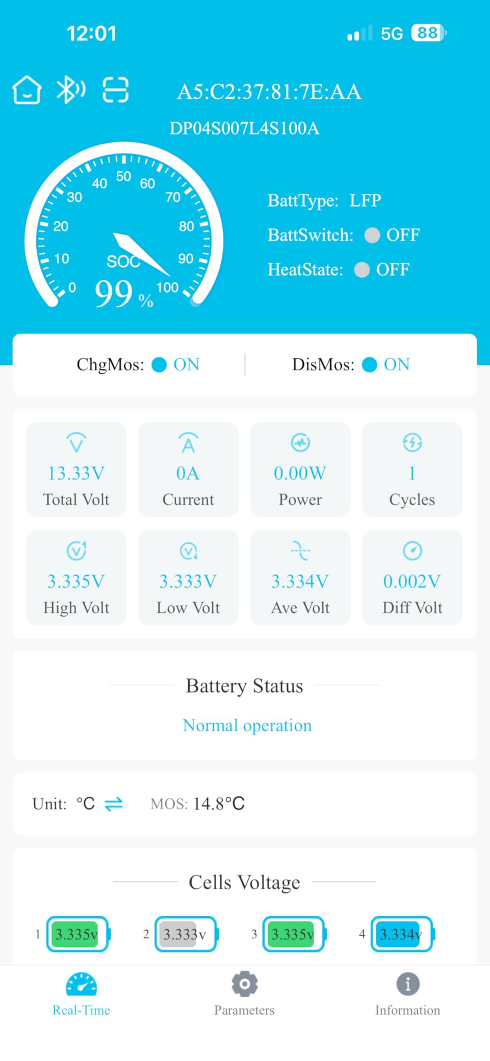 12V 100Ah Bluetooth LiFePO4 Battery, Deep Cycle Lithium Battery, 15000 Charging Cycles, Lightweight Compact, Perfect For Rv, Trolling Motors, Yacht, Solar Systems (12V 100Ah Group24 Bluetooth) customer photo 1