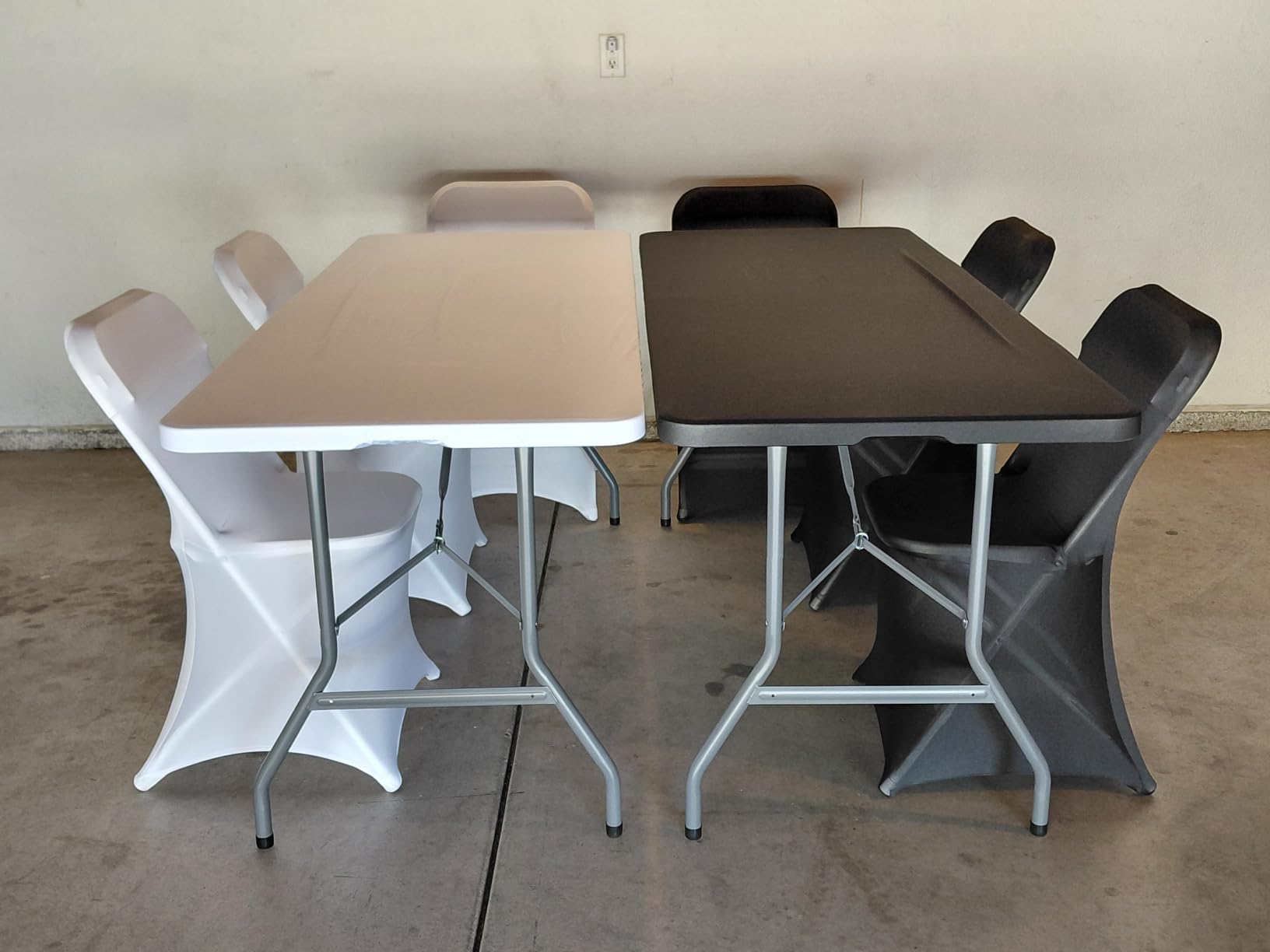 4 Feet Foldable Table Adjustable Height with Built in Handle, Steel Legs | 4FT Heavy Duty Portable | Perfect for Party Dining Wedding Events Picnic Indoor Outdoor Camping Utility Folding - 4 Foot customer photo 2