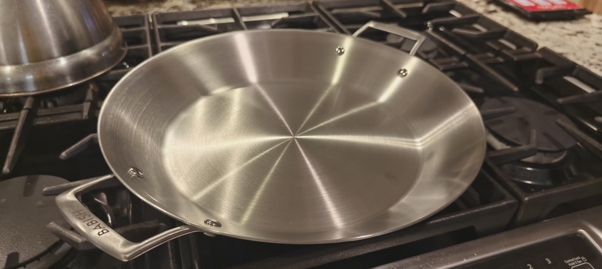 Babish 13 Inch Tri-Ply Stainless Steel Paella Pan, Large Skillet, Griddle, Frying Pan - Induction Safe customer photo 2
