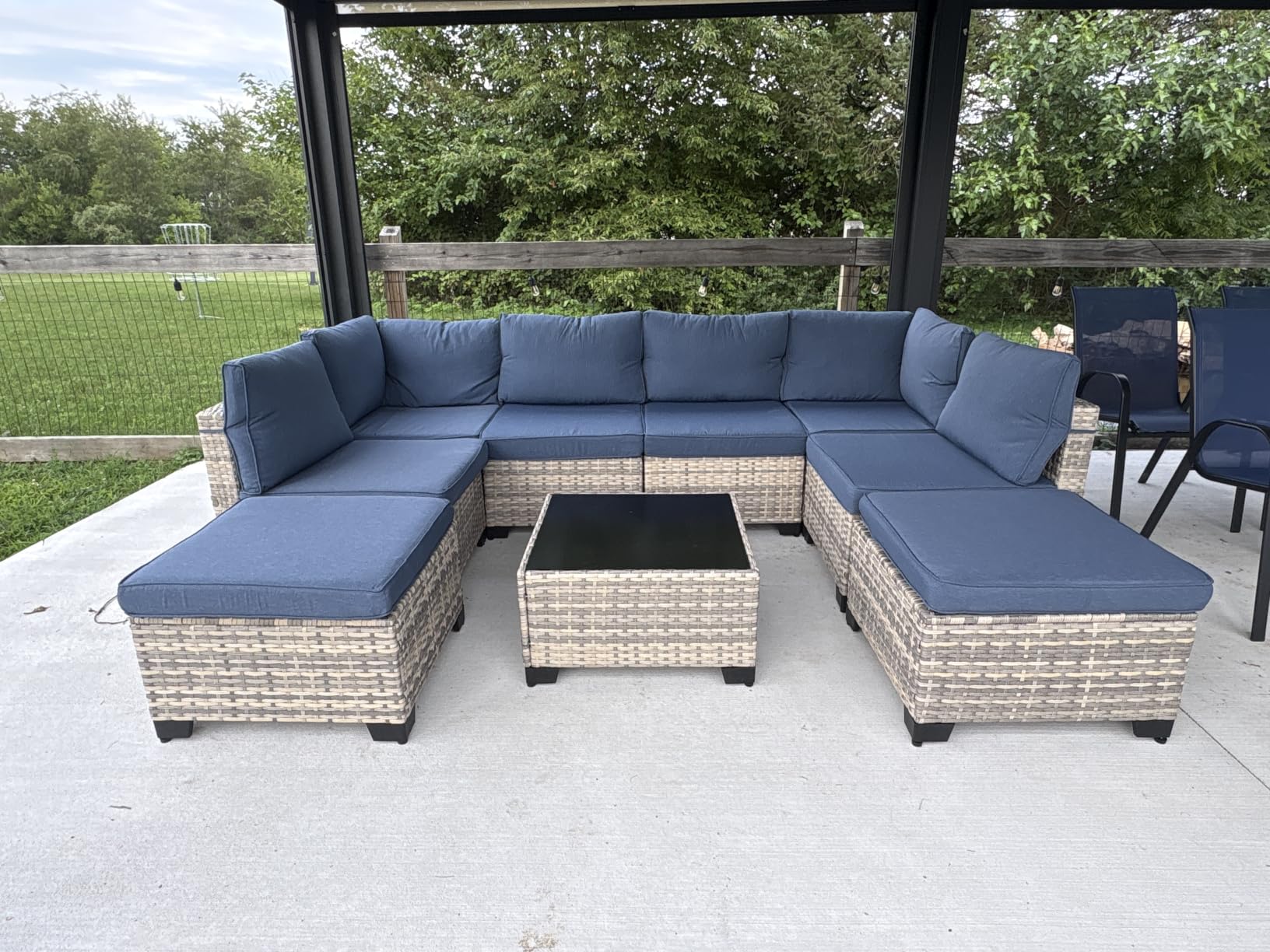 Outdoor PE Wicker Rattan Modular Patio Sectional Sofa Set | 7-Piece: 6 Modular Seats & Coffee Table with Thick Cushions, Khaki customer photo 1