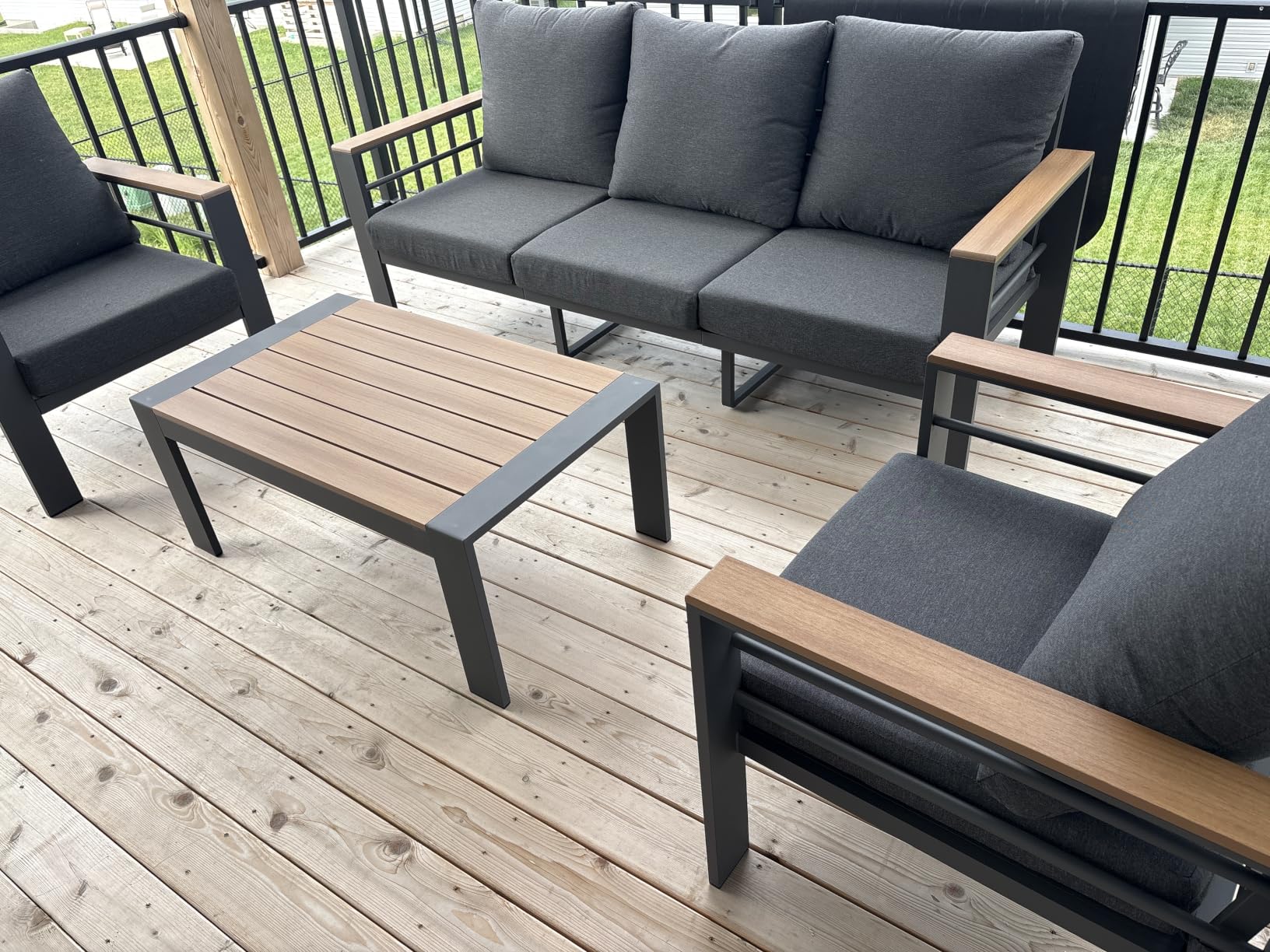 Aoxun Patio Furniture Set, Aluminum Outdoor Furniture with Oversized Seats | All Weather Outdoor Sectional with Washable 5