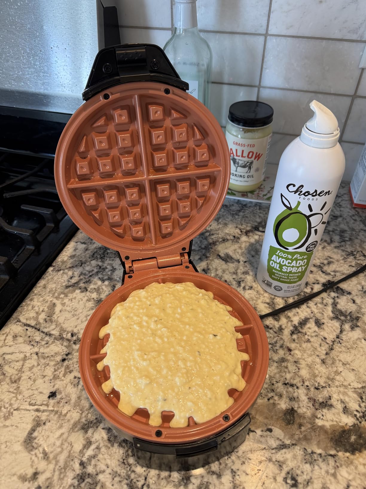 Gourmia Belgian Waffle Maker - Compact Design with Upright Storage, Adjustable Browning, and Easy-Clean Nonstick Ceramic Plates, Stainless Steel customer photo 1