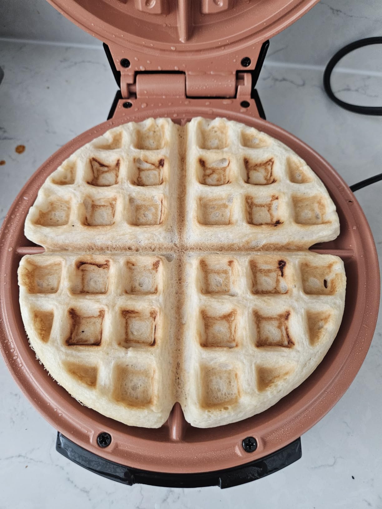 Gourmia Belgian Waffle Maker - Compact Design with Upright Storage, Adjustable Browning, and Easy-Clean Nonstick Ceramic Plates, Stainless Steel customer photo 2