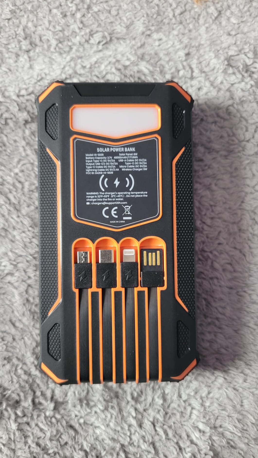 SOARAISE Solar Power Bank 48000mAh Wireless Portable Charger with 4 Cables customer photo 2