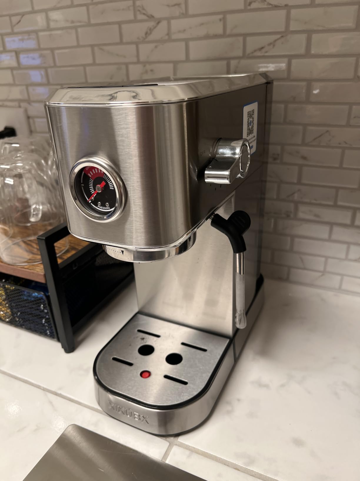 XIXUBX Espresso Machine with Milk Frother for Cappuccino & Latte for Home, 20-Bar Pump, Built-in Pressure Gauge, Powerful Steam Wand, Milk Frothing Pitcher, 42 oz Removable Water Tank, Stainless Steel customer photo 2