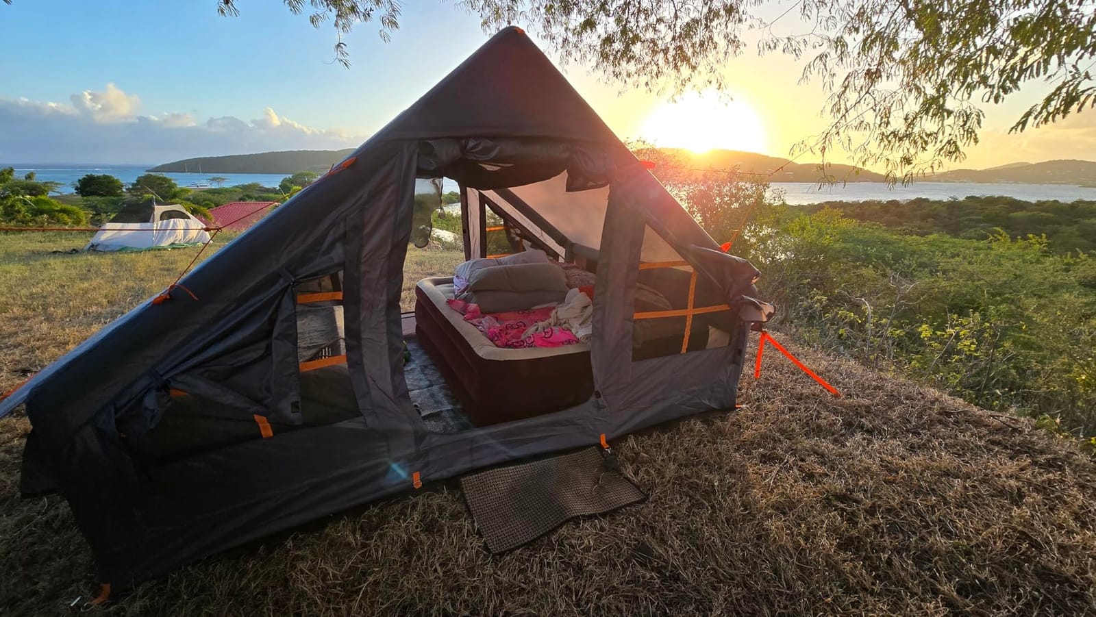 Inflatable Camping Tent 2/4/6 Person, Fast 5-Min Inflate with Hand Pump, Waterproof UV Resistant PVC Blow Up Glamping Tent with Special Shaped Rainproof Breathable Window for Family Weekend Trip customer photo 2