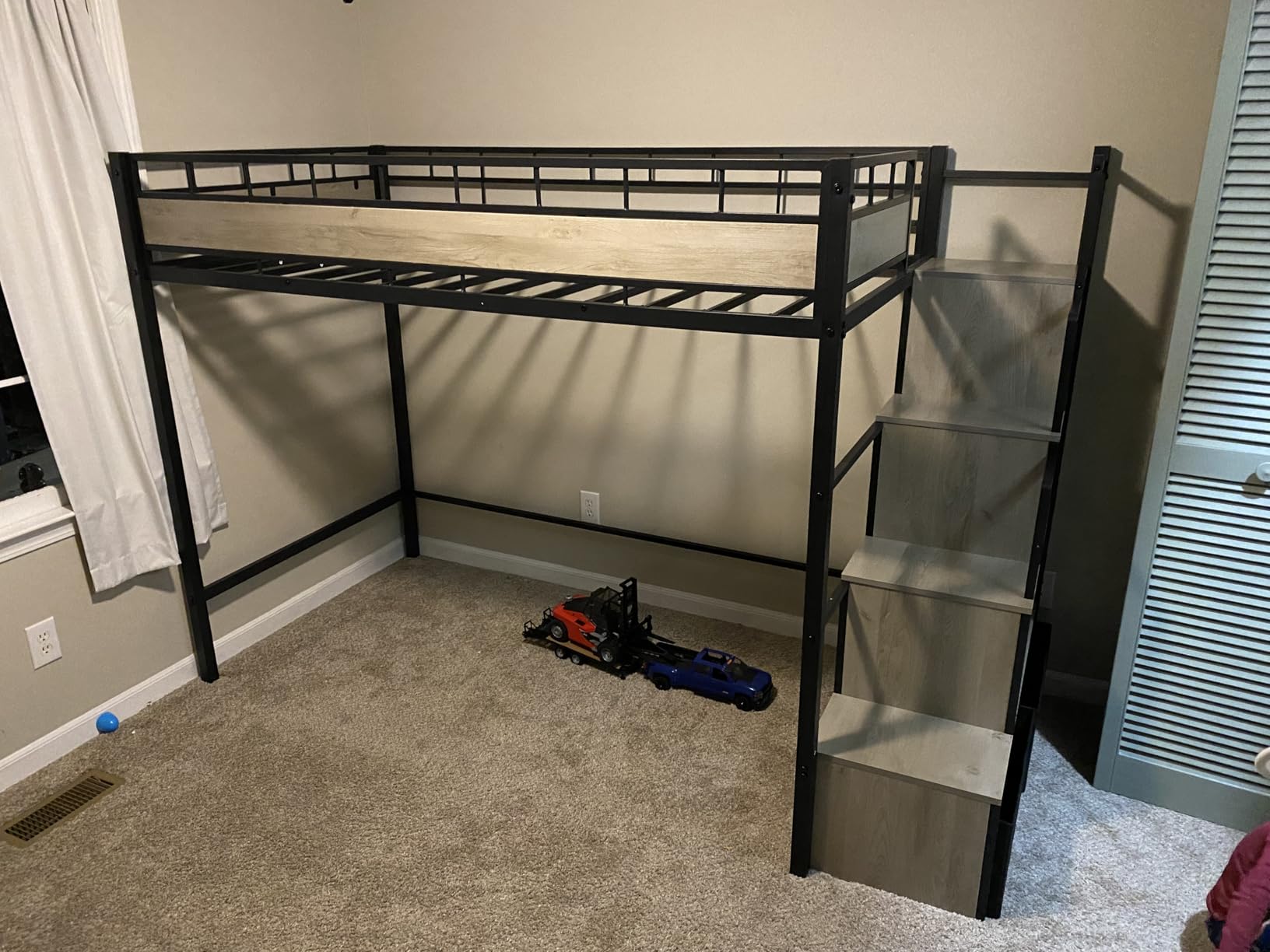 Twin Loft Bed with Stairs, Heavy Duty Metal with Storage, Black | Large Under-Bed Space, Storage Stairs, More Stable and Safe for Teens/Students, Space Saving for Apartment/Dorm/Small Room customer photo 2