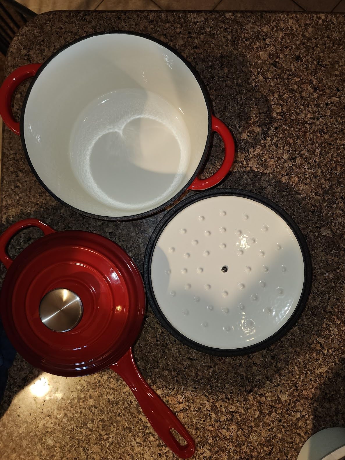 DVK Enameled Cast Iron Cookware Set 7 Piece Dutch Ovens Non-Stick, Durable Versatile Cast Iron Cookware for Family Baking Cooking Enthusiasts customer photo 1
