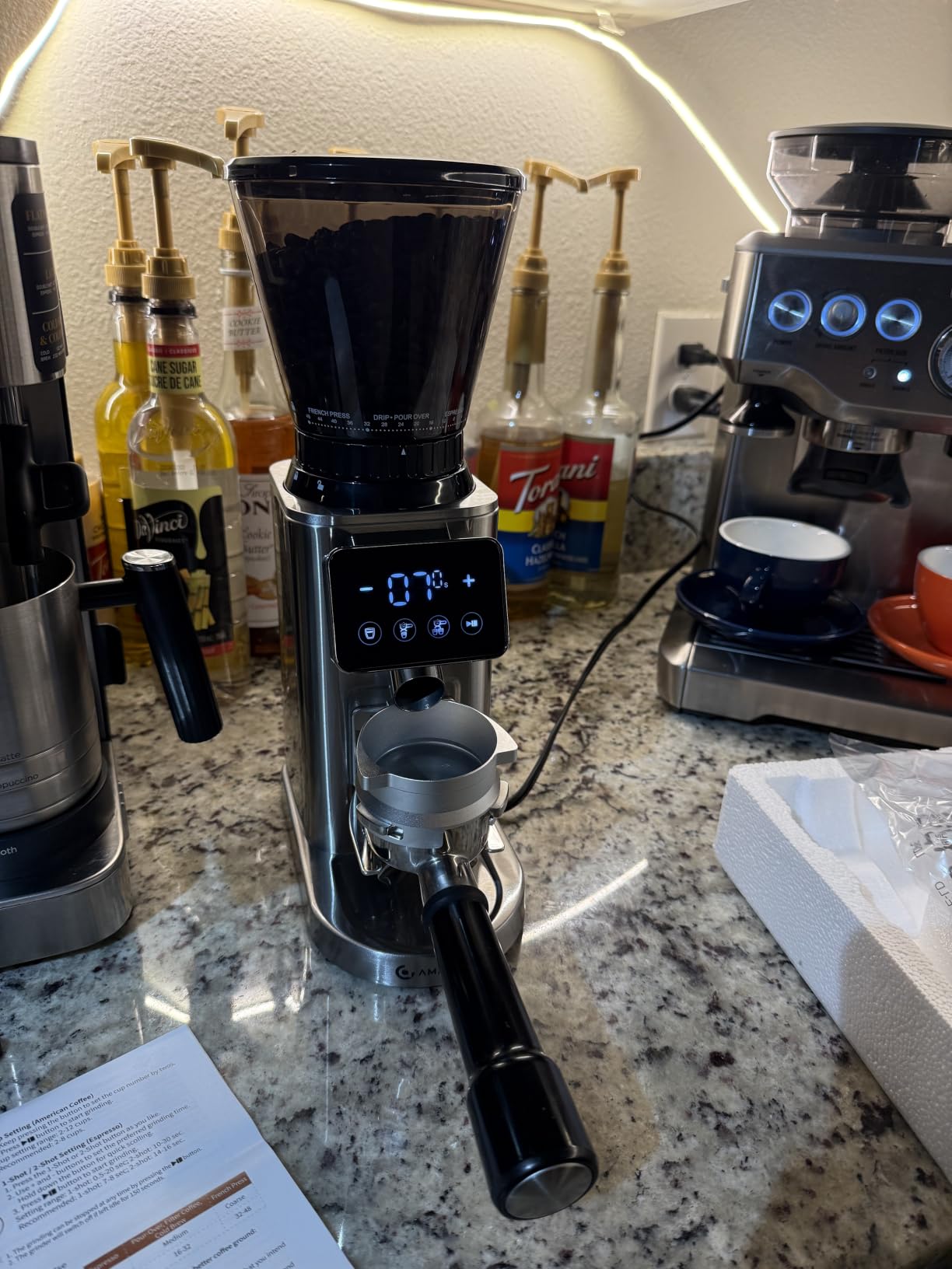 AMZCHEF Burr Coffee Grinder, 48 Settings, Less Static Mess, Metallic Silver customer photo 1