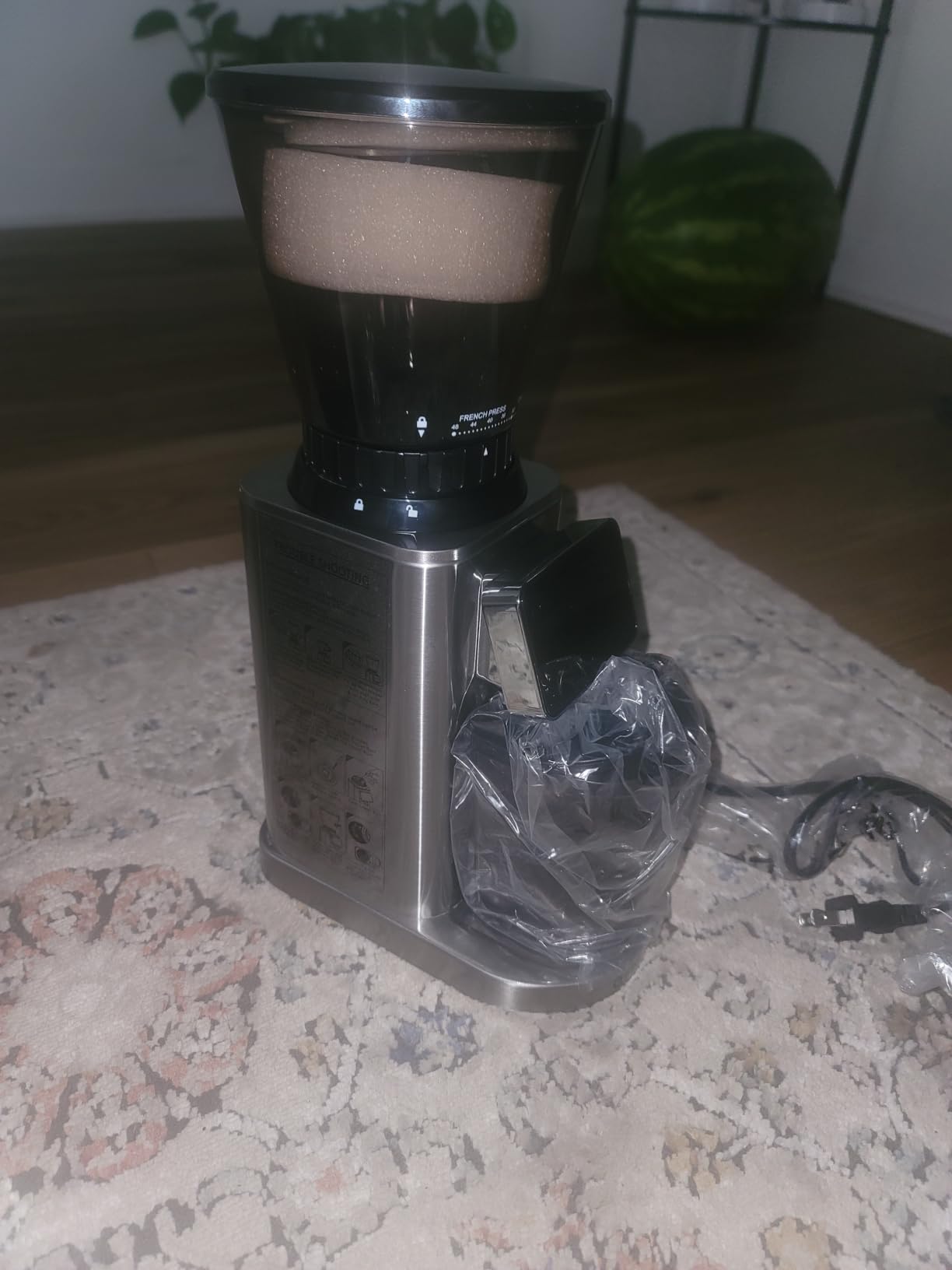 AMZCHEF Burr Coffee Grinder, 48 Settings, Less Static Mess, Metallic Silver customer photo 2