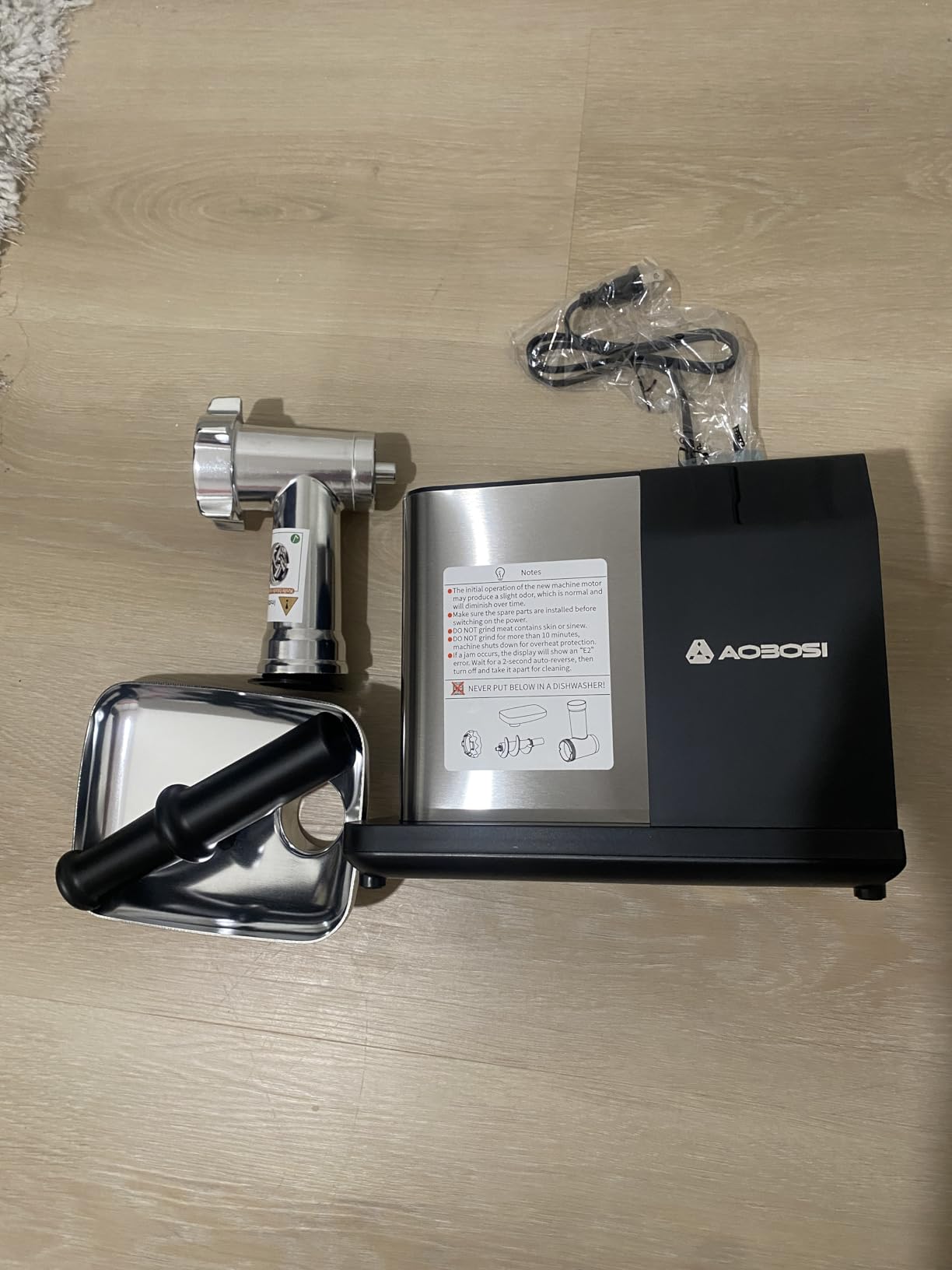 AAOBOSI Multifunctional Digital Meat Grinder Electric 3000W Max | 9 Touch Screen Presets, Auto-Reverse & Built-in Storage -Grinding, Sausage & Kibbe & Grate Cheese Making for Home Use customer photo 1