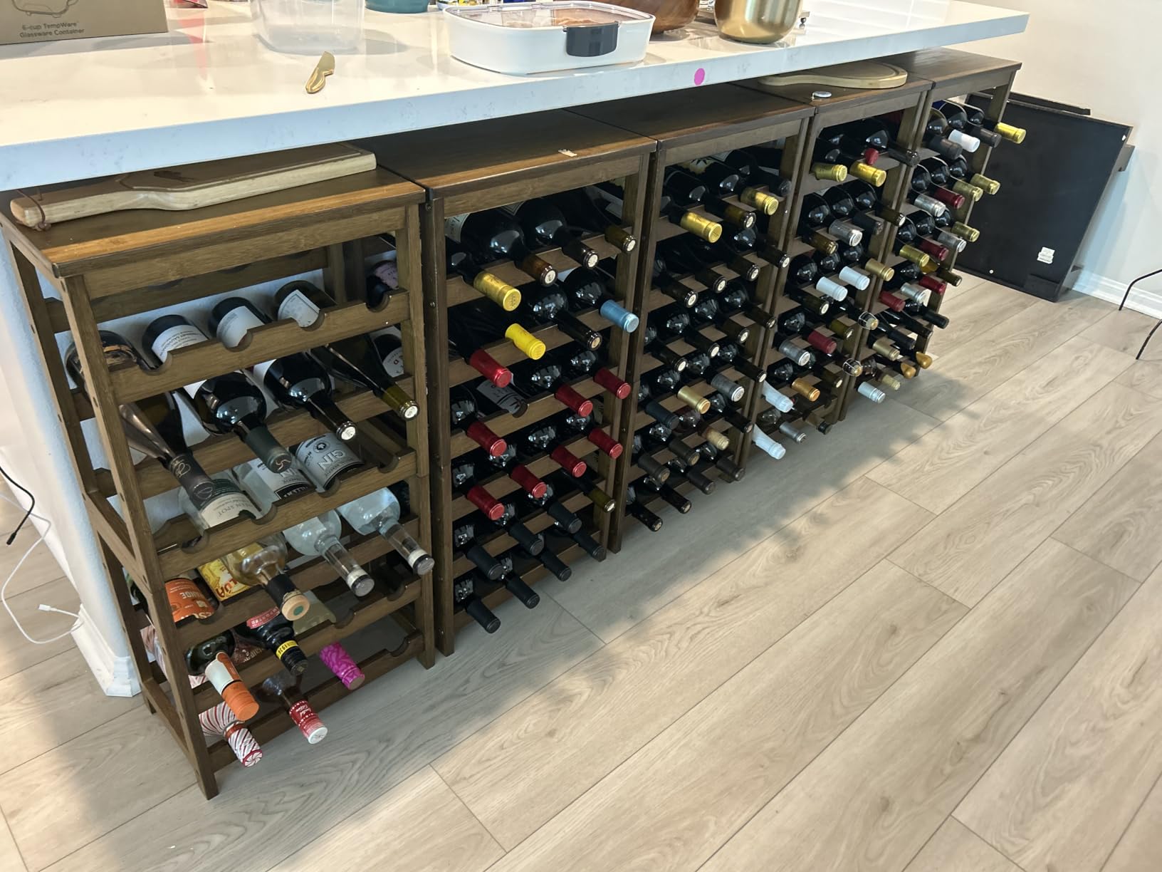 Wine Rack Freestanding Floor, 6-Tier Display Wine Storage Shelf | Holds 24 Bottles, Sturdy Wine Bottle Holder with Table Top,Bamboo Wine Racks for Kitchen Dining Room Bar,Easy-Assembly,Walnut customer photo 2