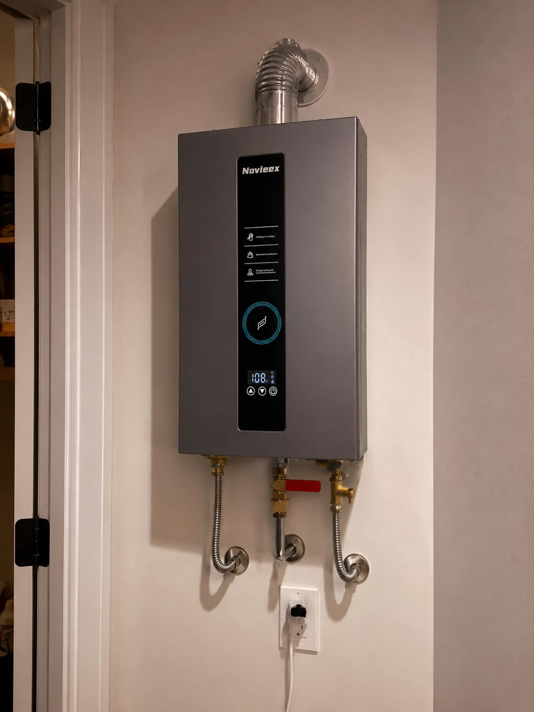 Tankless Water Heater, Novieex On Demand Water Heater Natural Gas, Up to 4.3 GPM, 100,000 BTU Instant Hot Water Heater with LED Display, Indoor Installation, 2-4 Point Use for Family Bathroom Kitchen customer photo 1