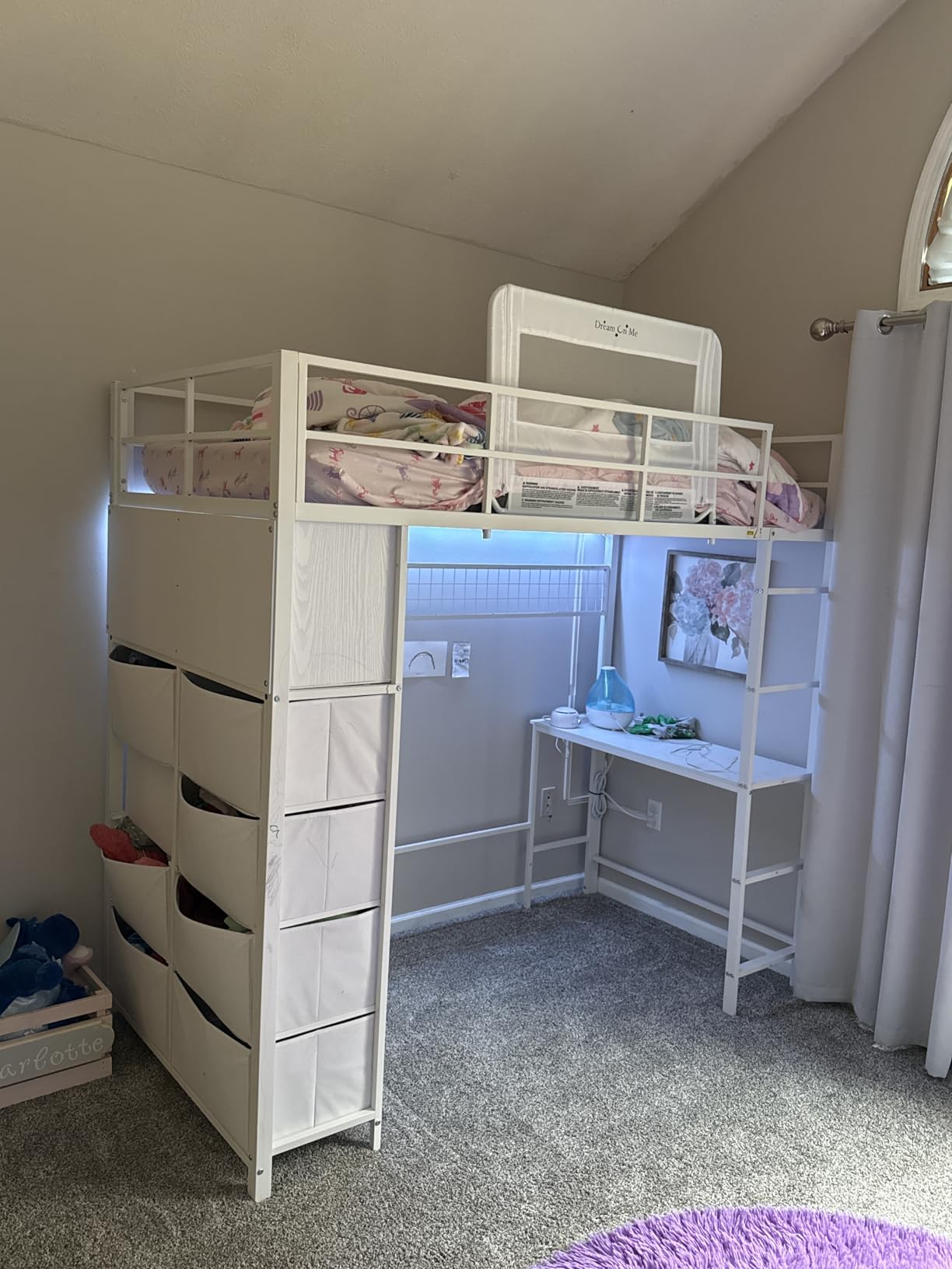 ADORNEVE Loft Bed Full Size with Desk and 8 Storage Drawers, White | LED Metal Loft Bed with Power Outlet, 2 Shelves & Clothing Rack, Safety Guardrail & Ladder, Space-Saving for Teens customer photo 1