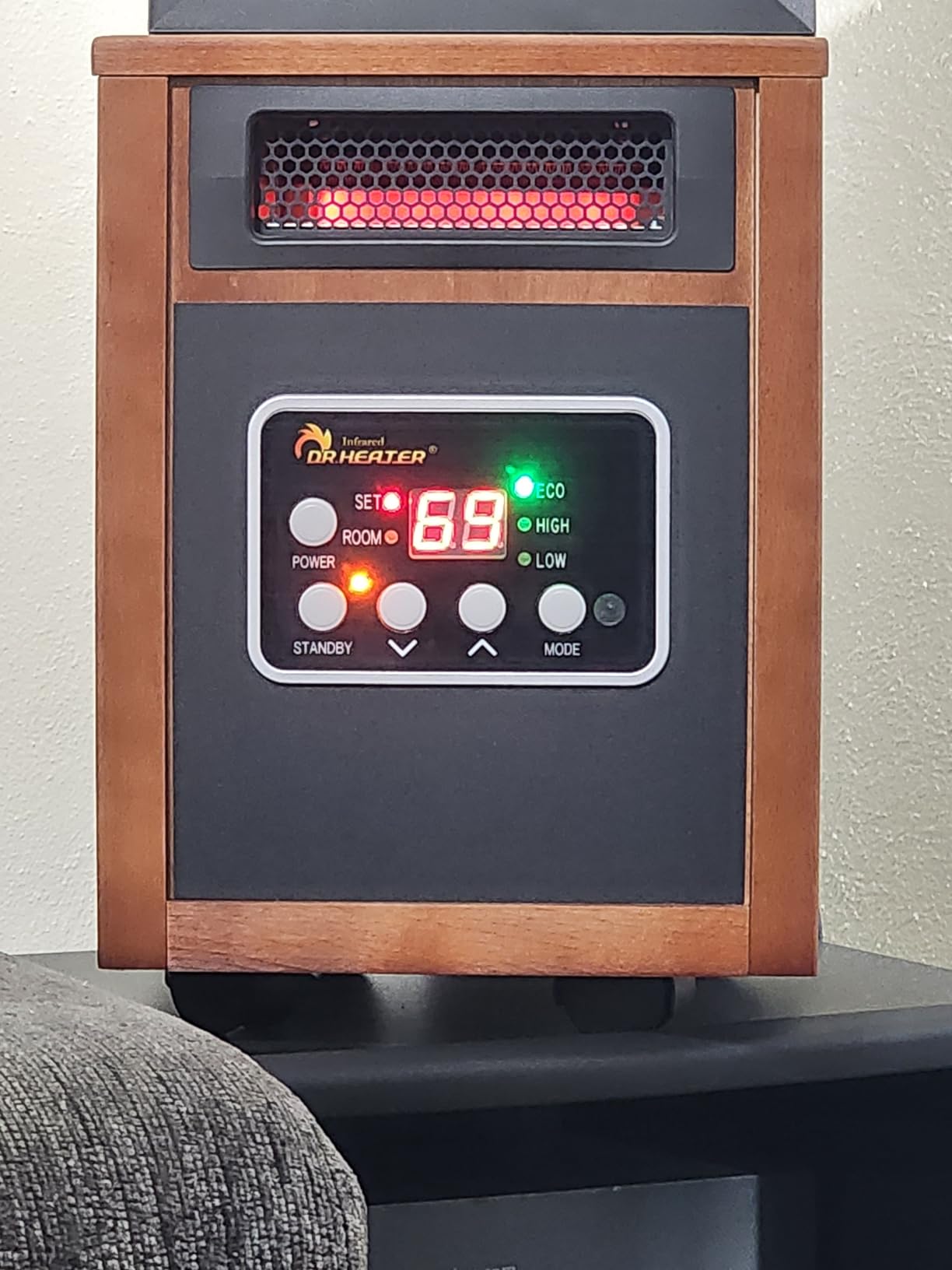 DR. INFRARED HEATER DR-991 Portable Electric Fireplace Space Heater w/Humidifier & Remote, Infrared Heat, 3D Flame Effect, Timer, Quiet, 1500W, ETL Listed, Freestanding, LED Display customer photo 1