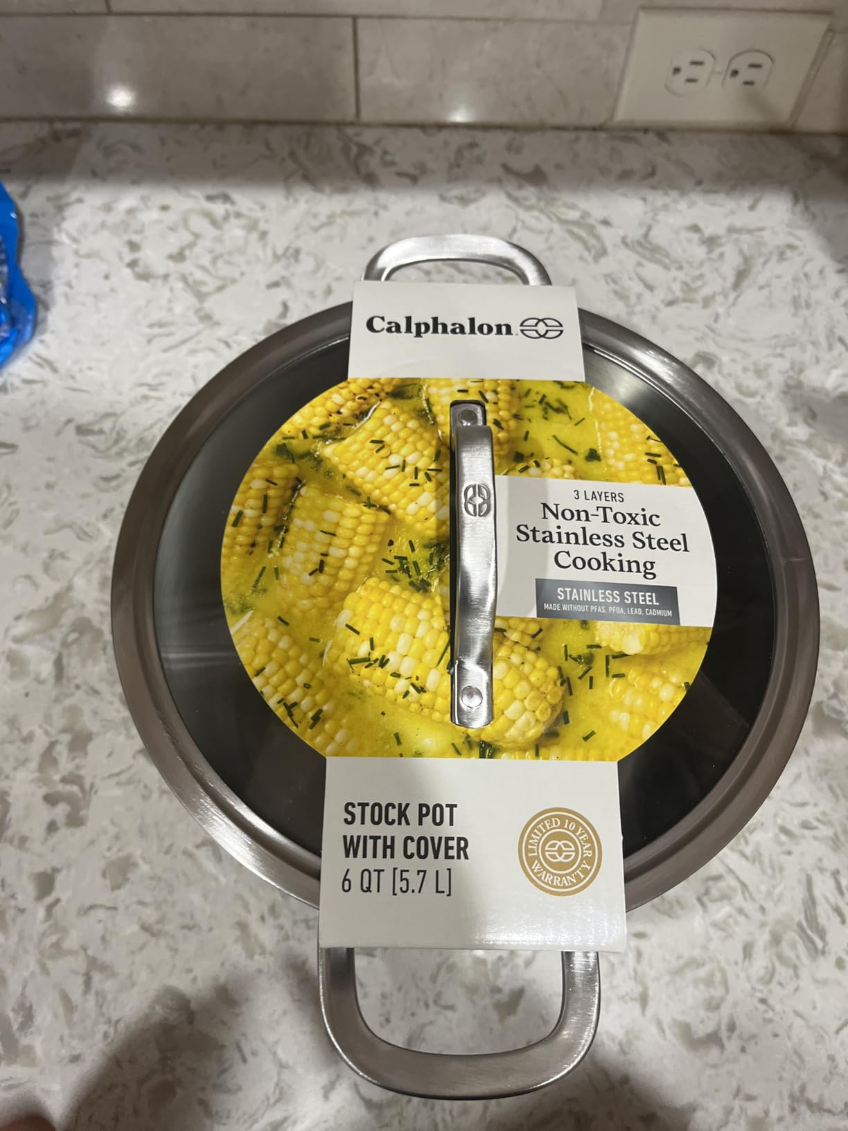 Calphalon Brushed 3-Ply Stainless Steel Cookware Set w/Turbo Heat Tech 6Qt Stock Pot with Lid, Induction, Oven Safe 450F, Brushed Stainless Silver customer photo 2