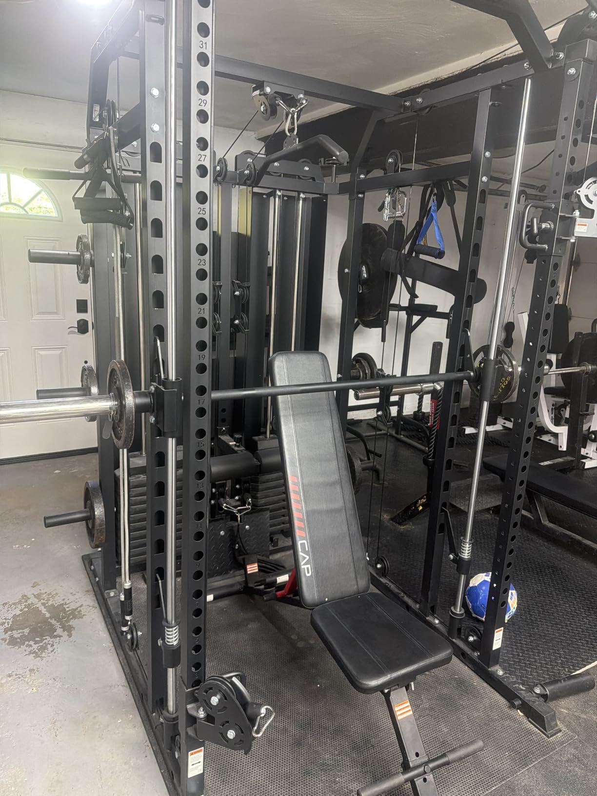 Mikolo Smith Machine with Weight Stack, Power Cage Home Gym System with LAT Pulldown & Cable Crossover, Multi-Functional Trainer with Dual Pulley System, Includes 10+ Free Attachments customer photo 2