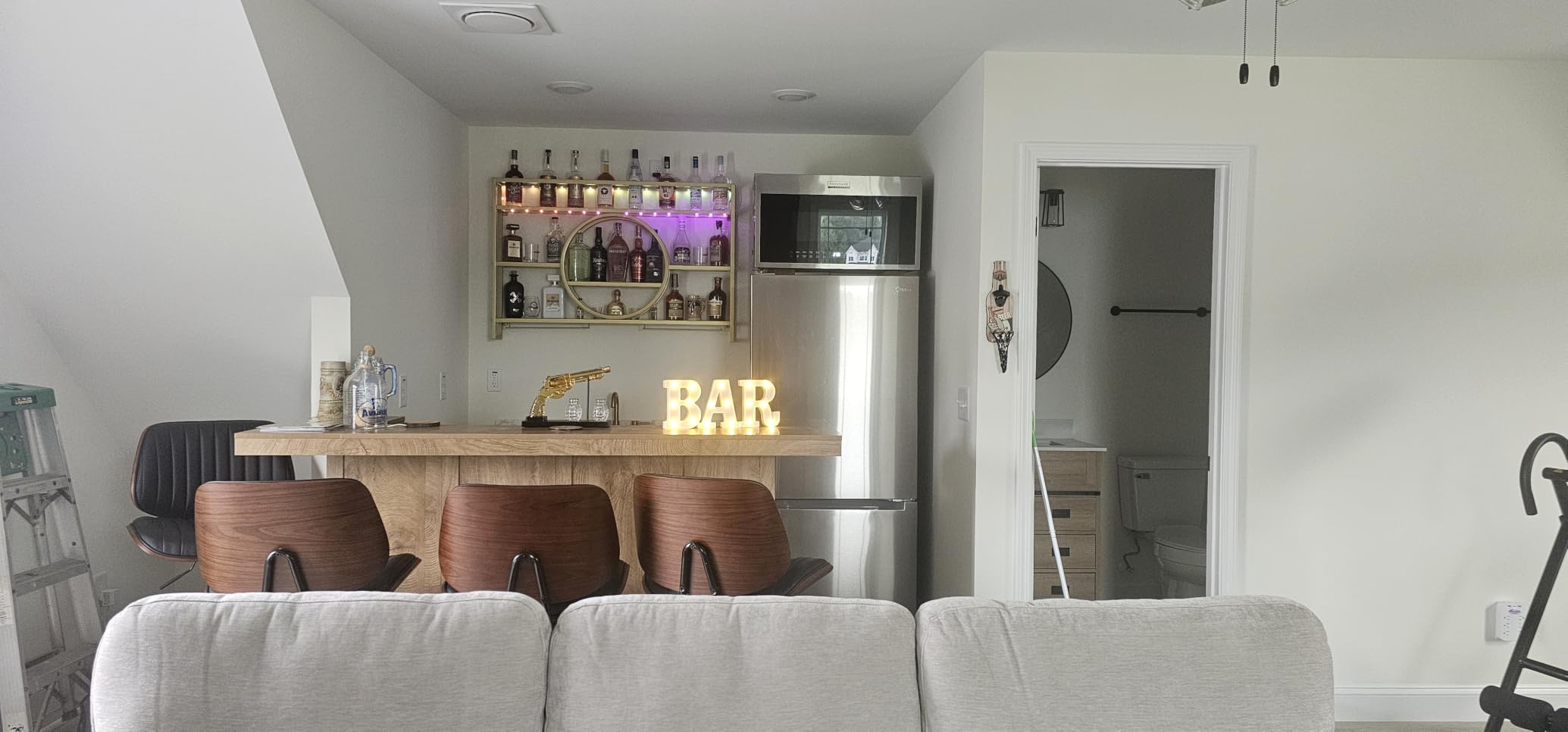 Tribesigns 4-Tier Bar Table, 70.9-Inch Large Home Bar Unit, Black | with Storage Shelves, Wine Glass Holder and Footrest; for Dining Room, Living Room, Basement customer photo 1