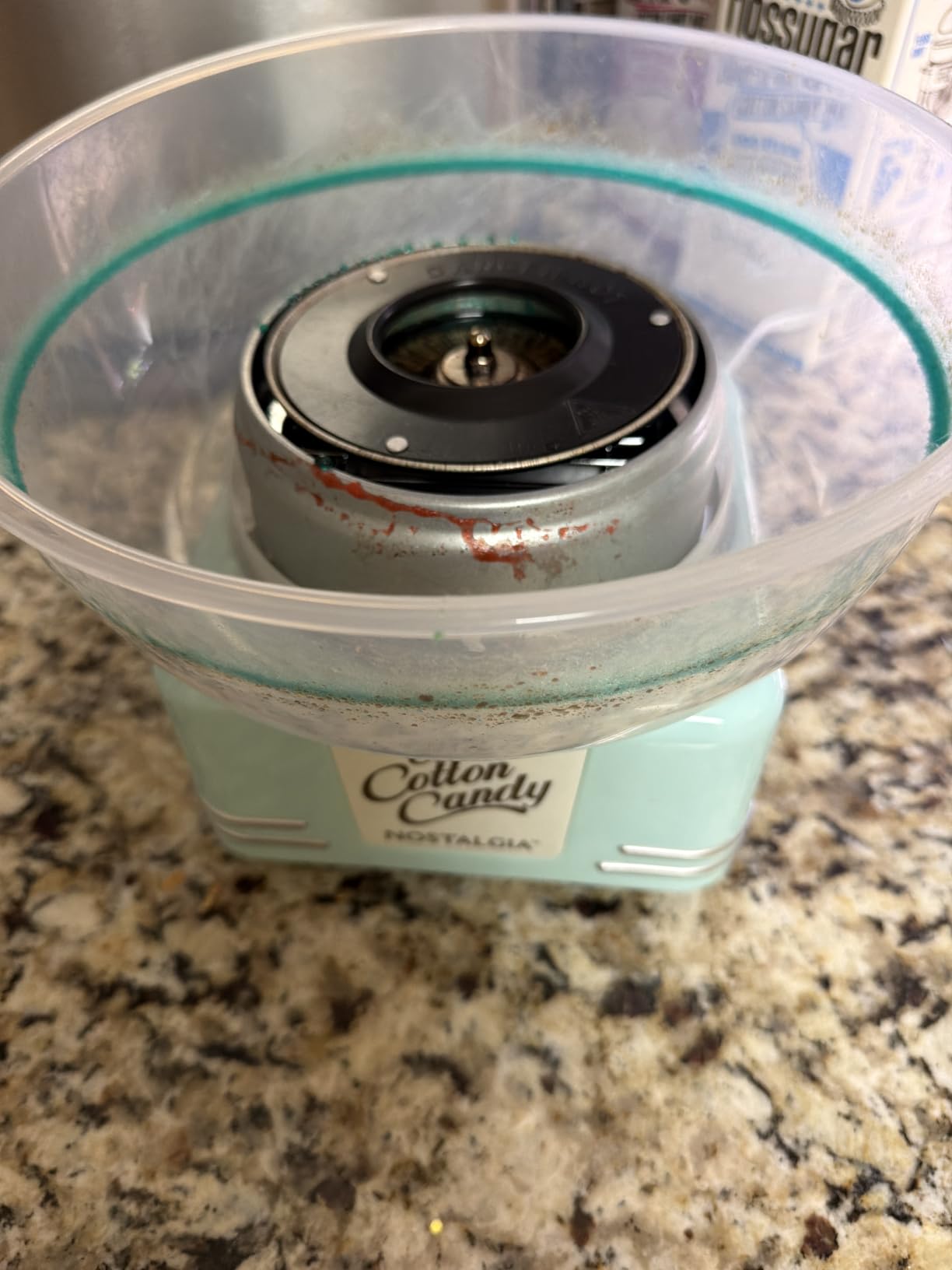 Nostalgia Countertop Cotton Candy Machine - Use Normal or Sugar-Free Candy or Flossing Sugar - Includes 2 Reusable Cones and Measuring Scoop - Aqua customer photo 2