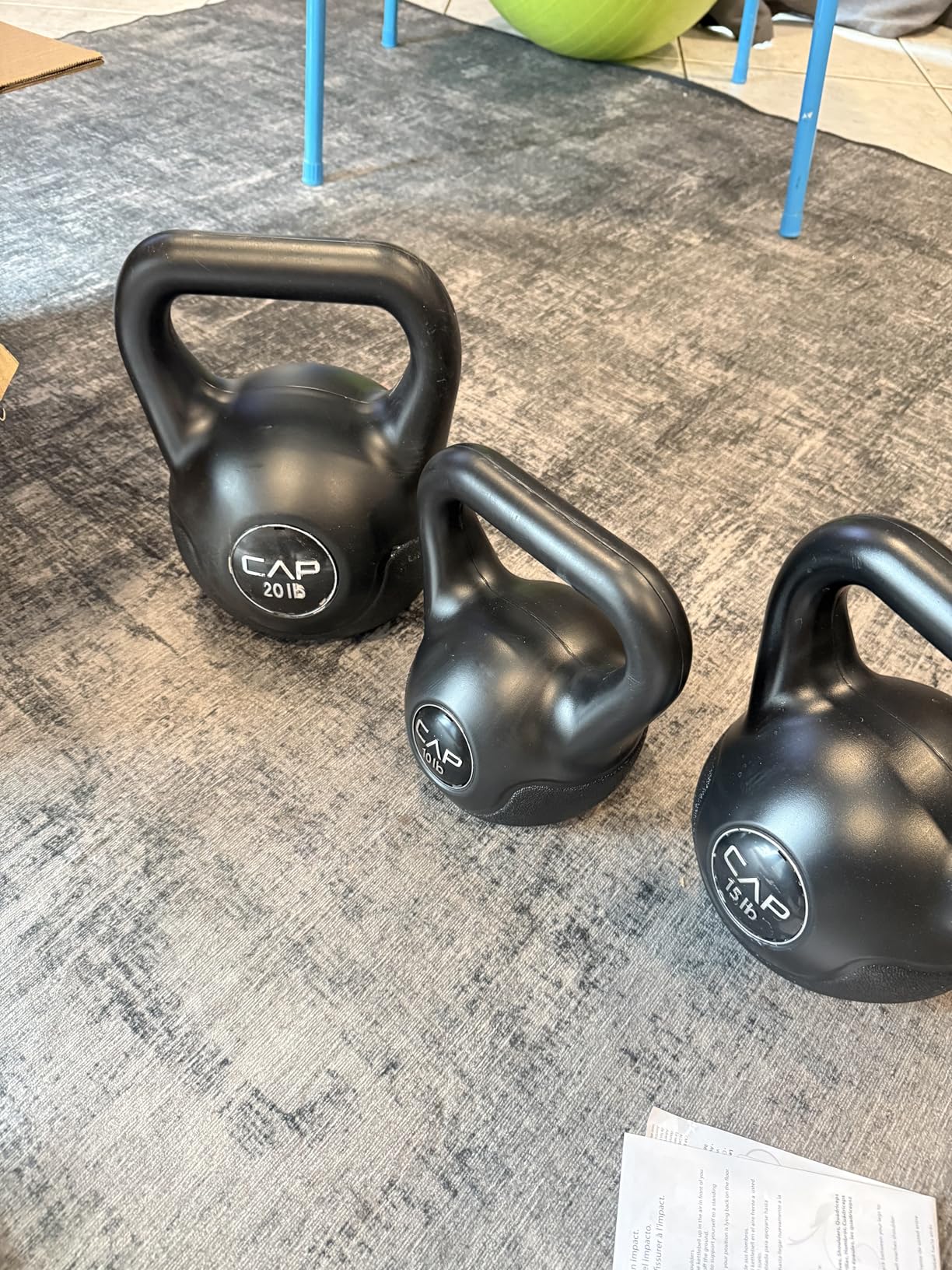 CAP Barbell 45 LB Cement Kettlebell Set - 10 lb, 15 lb & 20 lb Vinyl-Coated customer photo 1