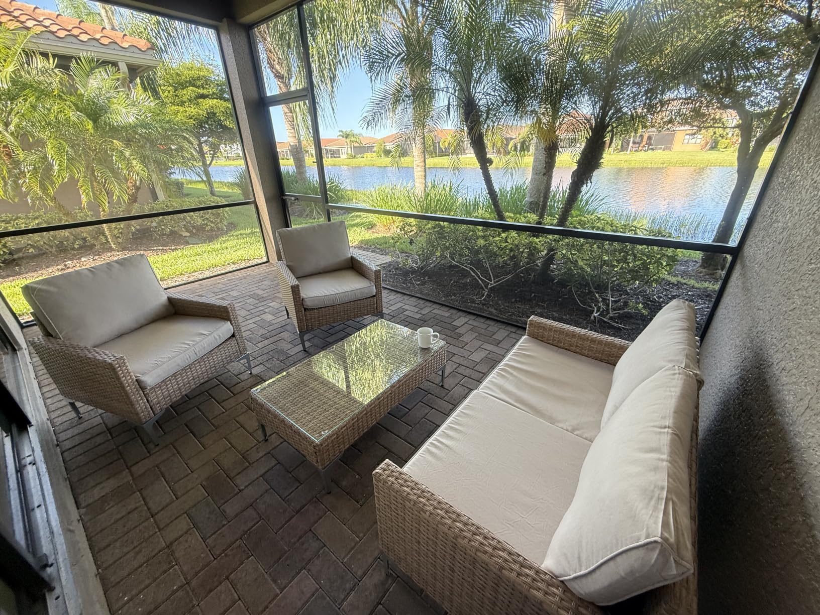4-Piece Patio Furniture Set, Outdoor Wicker Patio Conversation Set with Tempered Glass Table, All-Weather Rattan Sectional Loveseat&Chairs with Thick Cushions for Garden, Deck, Backyard-Beige customer photo 1