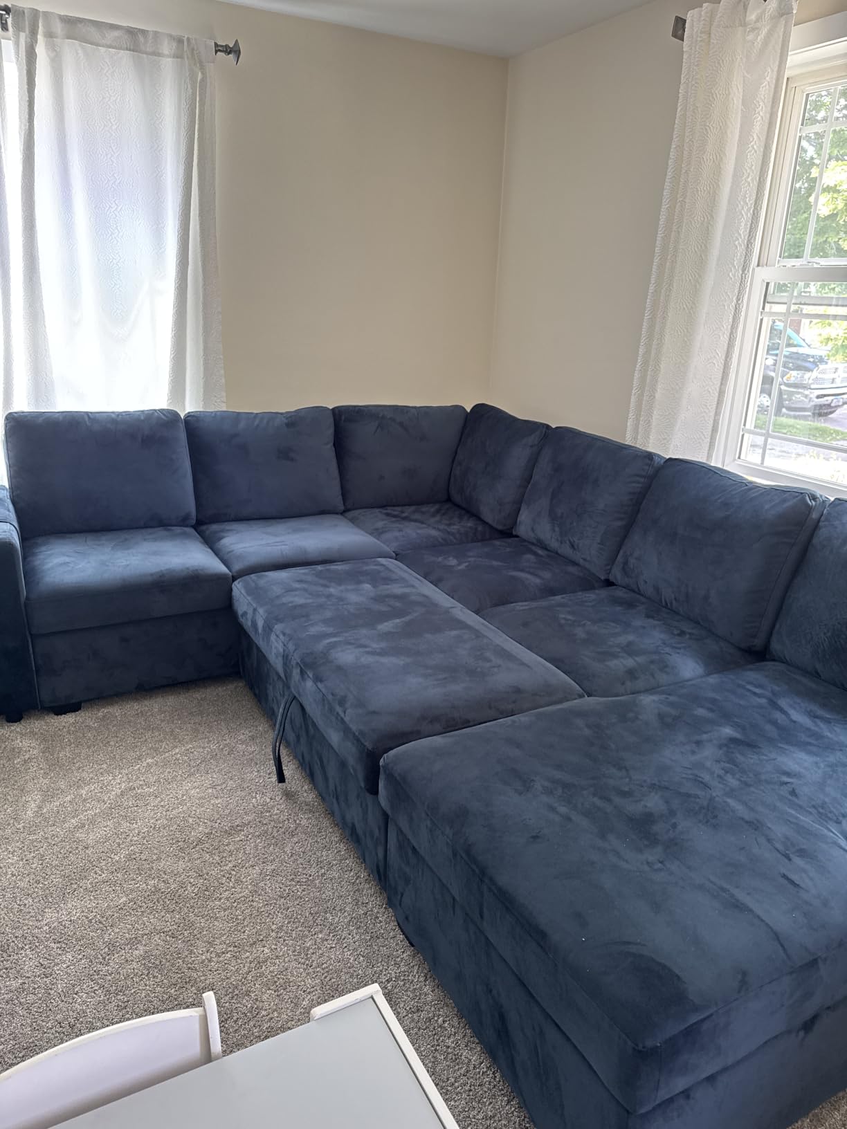 HONBAY Sectional Sleeper Sofa with Pull-Out Bed Storage Chaise, 6 Seater Couch for Living Room, Dark Grey customer photo 1
