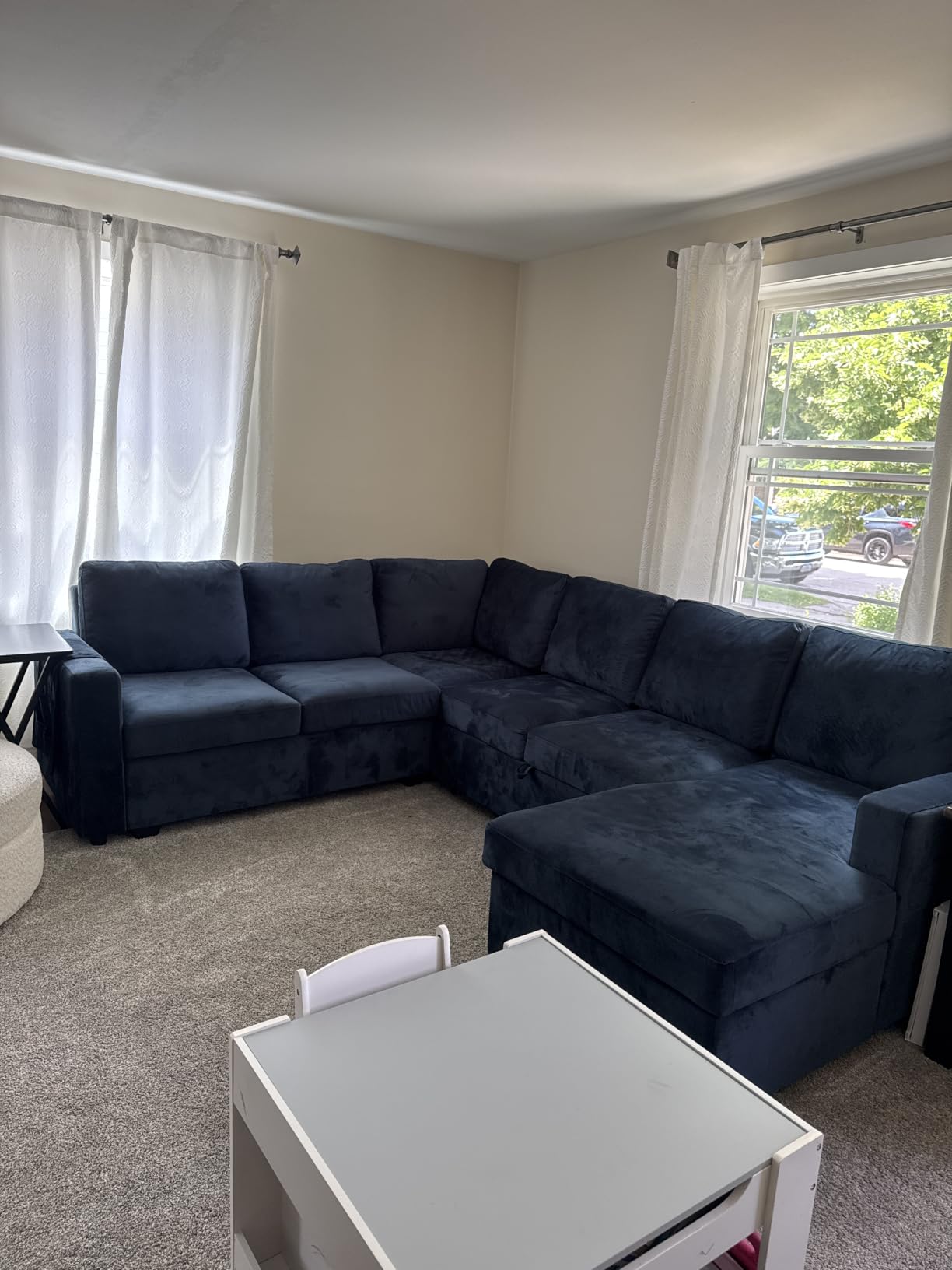 HONBAY Sectional Sleeper Sofa with Pull-Out Bed Storage Chaise, 6 Seater Couch for Living Room, Dark Grey customer photo 2
