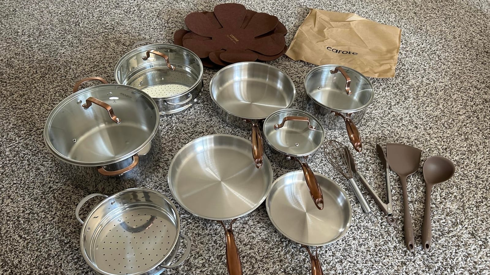 CAROTE 21pcs Tri-Ply Stainless Steel Cookware Set, Pots and Pans Set, Non Toxic Induction Kitchen Cooking Sets, Cookware Collection, Silver customer photo 2