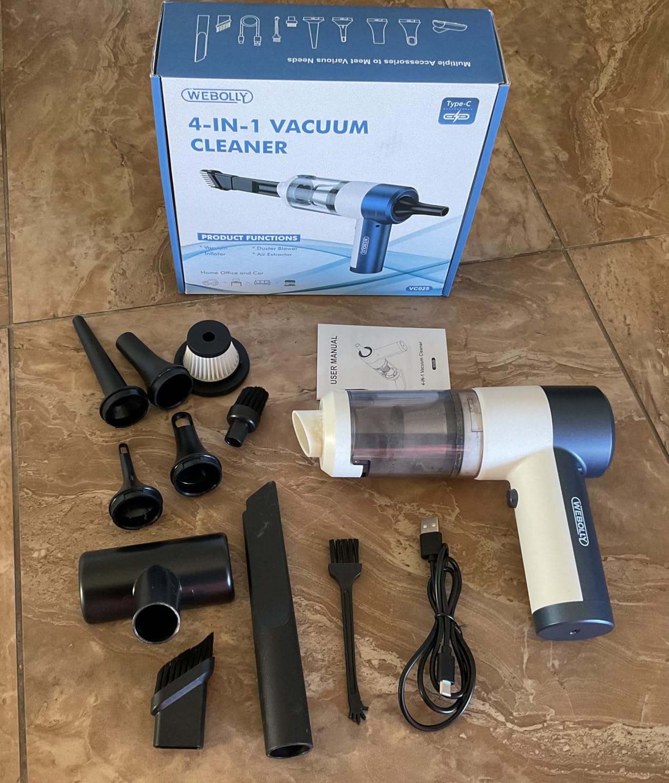Car Vacuum/Air Duster Portable Cordless - 16000PA High Power Handheld Vacuum with 85,000RPM Brushless Motor, 4-in-1 Rechargeable Mini Vacuum & Blower & Pump for Car Detailing, Home, Office, Pet Hair customer photo 1