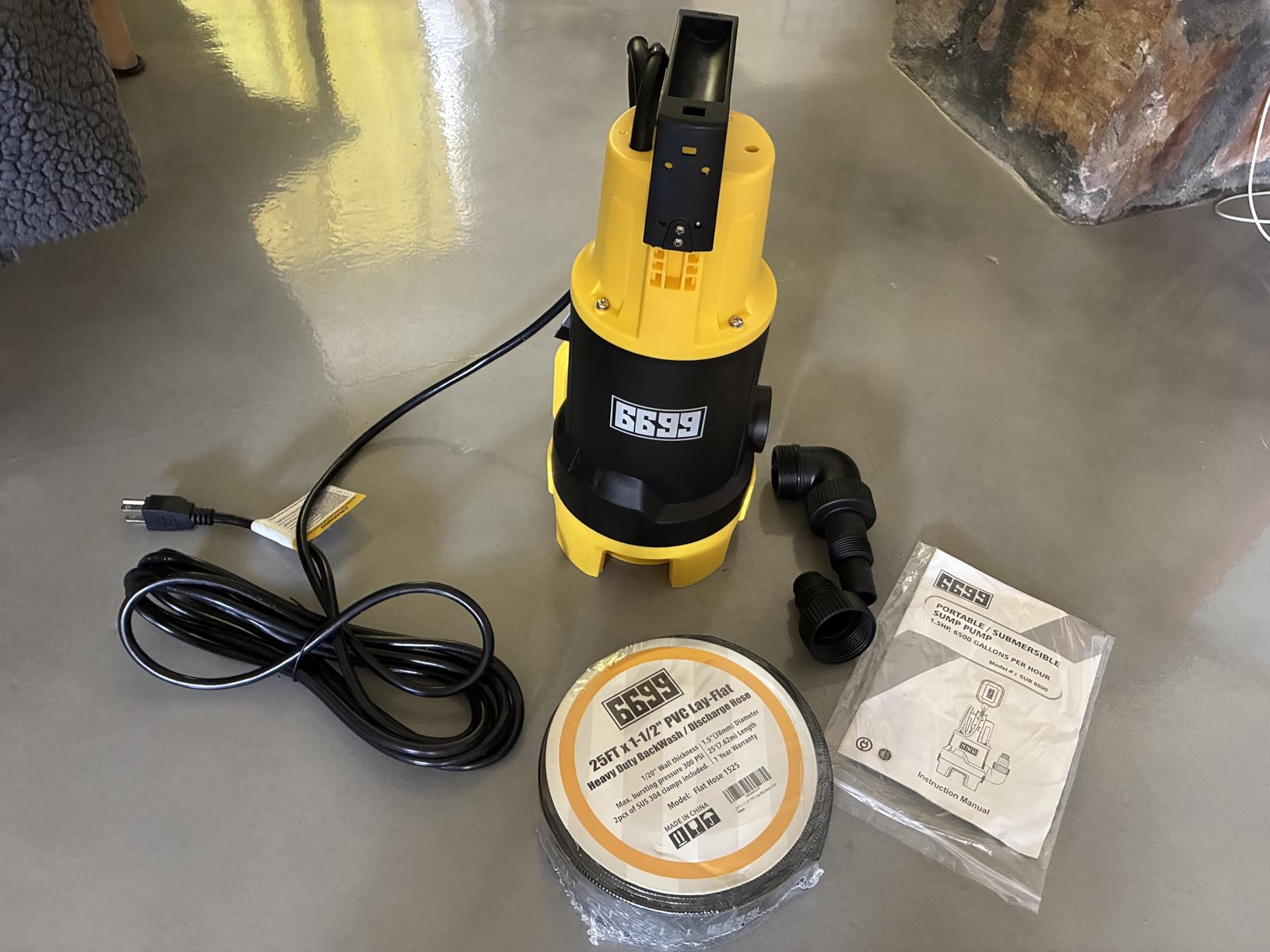 6500GPH Powerful Sump Pump with 1-1/2