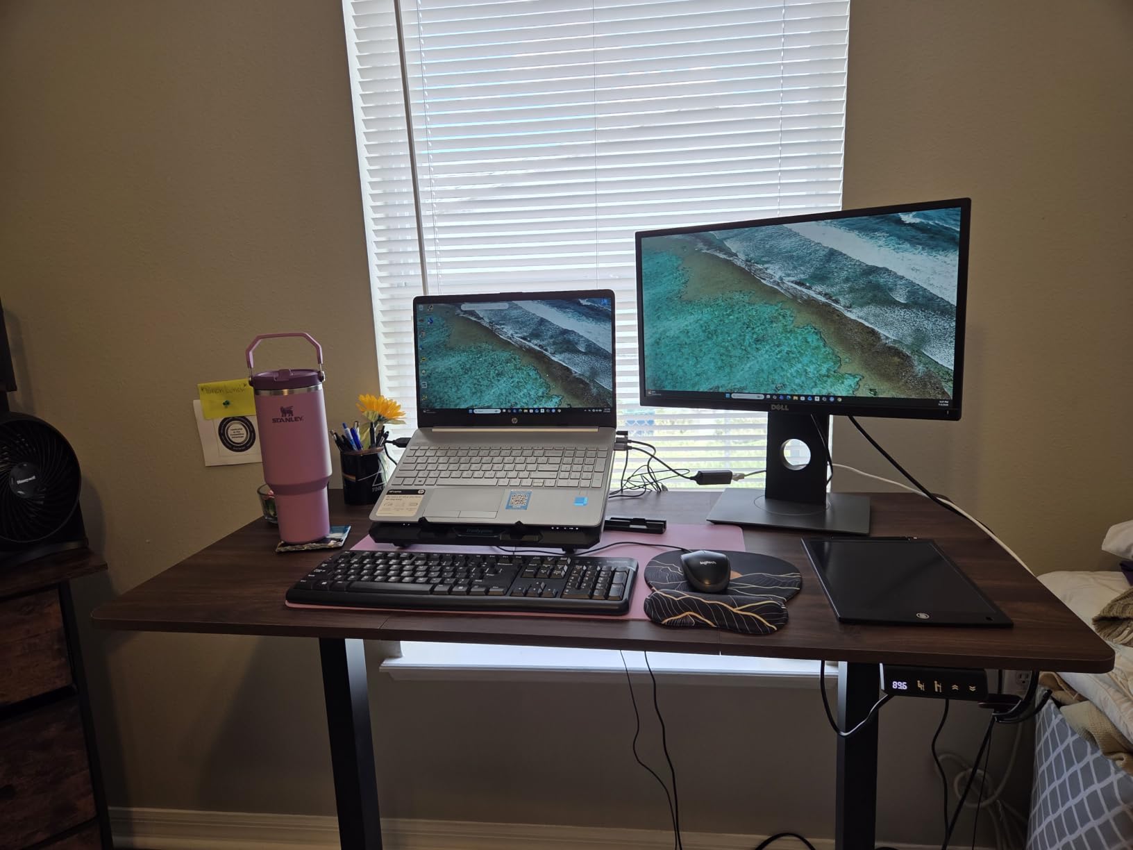 Standing Computer Gaming Office Desk - 48 x 24 Inches Adjustable Stand Up Electric Height Rising Table with Memory Presets for Home Study Writing PC Work, Modern Simple Walking Sit Desk, Easy Assembly customer photo 2