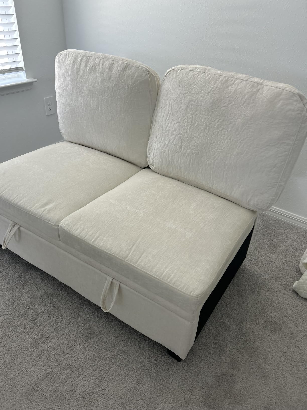 85 Inch Modular Sectional Sleeper Sofa with Pull Out Bed, L Shaped 5 Seat Sectional Couch with Storage, Modern Chenille Cloud Couch, Beige customer photo 2